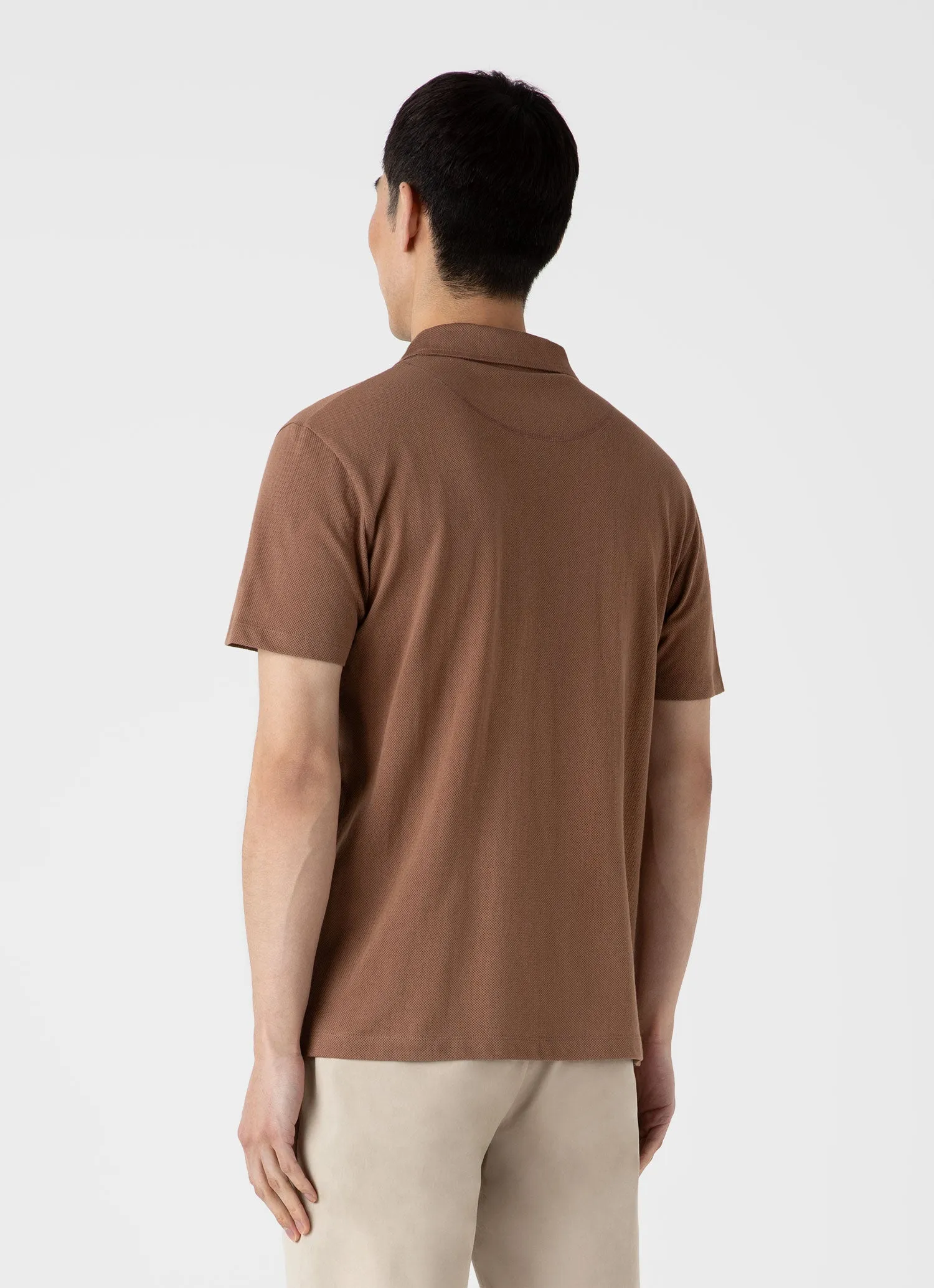 Men's Riviera Polo Shirt in Dark Sand sold by Sunspel product image thumbnail 5