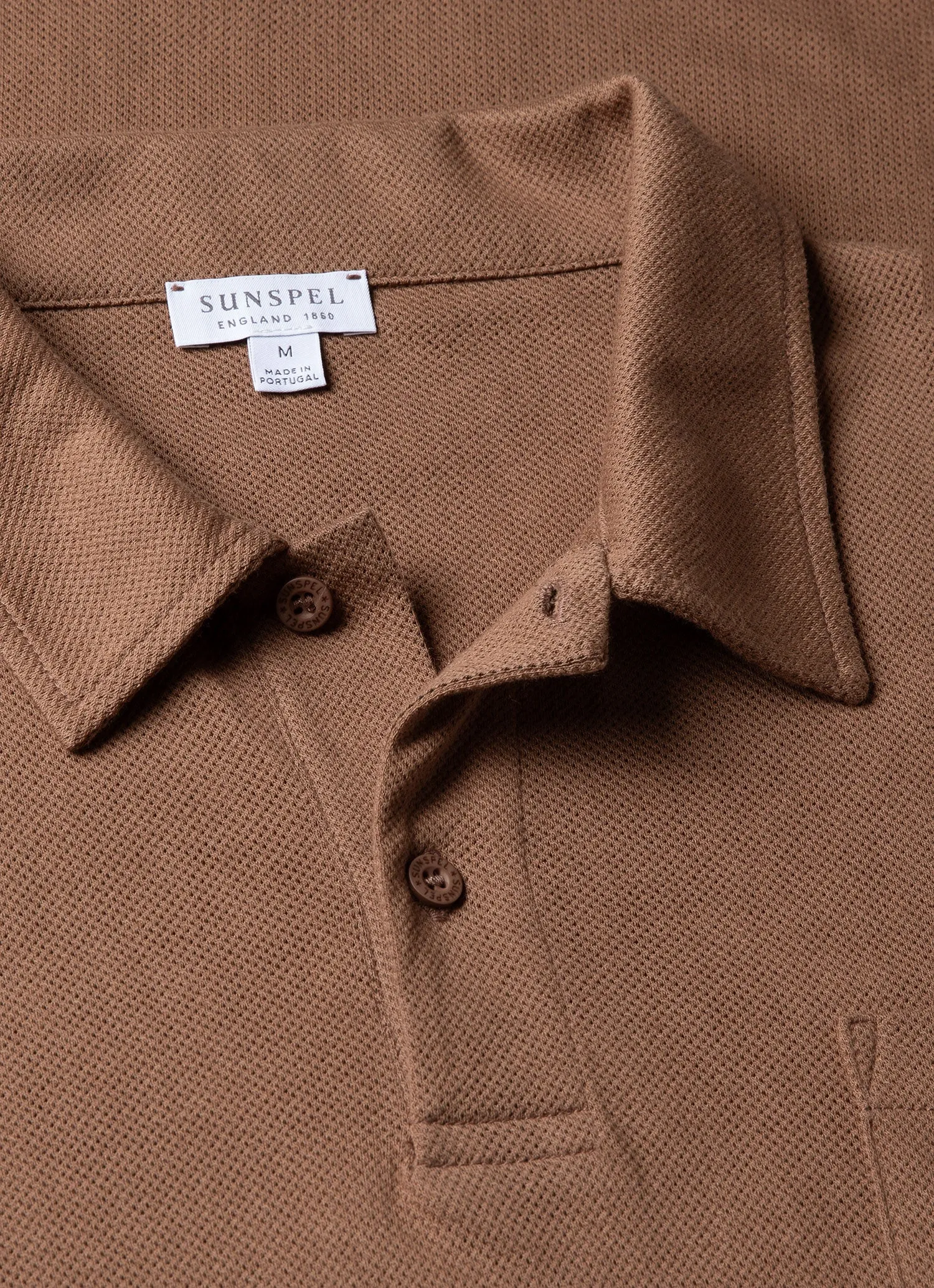 Men's Riviera Polo Shirt in Dark Sand sold by Sunspel product image thumbnail 4