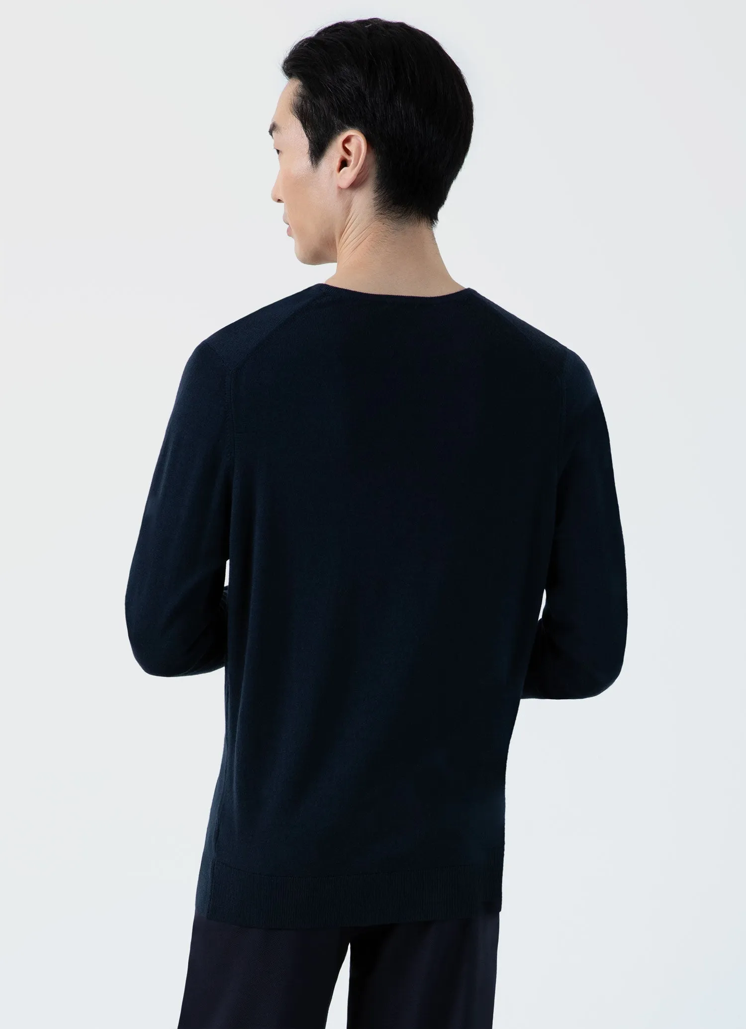 Men's Extra-Fine Merino V-neck in Light Navy sold by Sunspel product image thumbnail 4