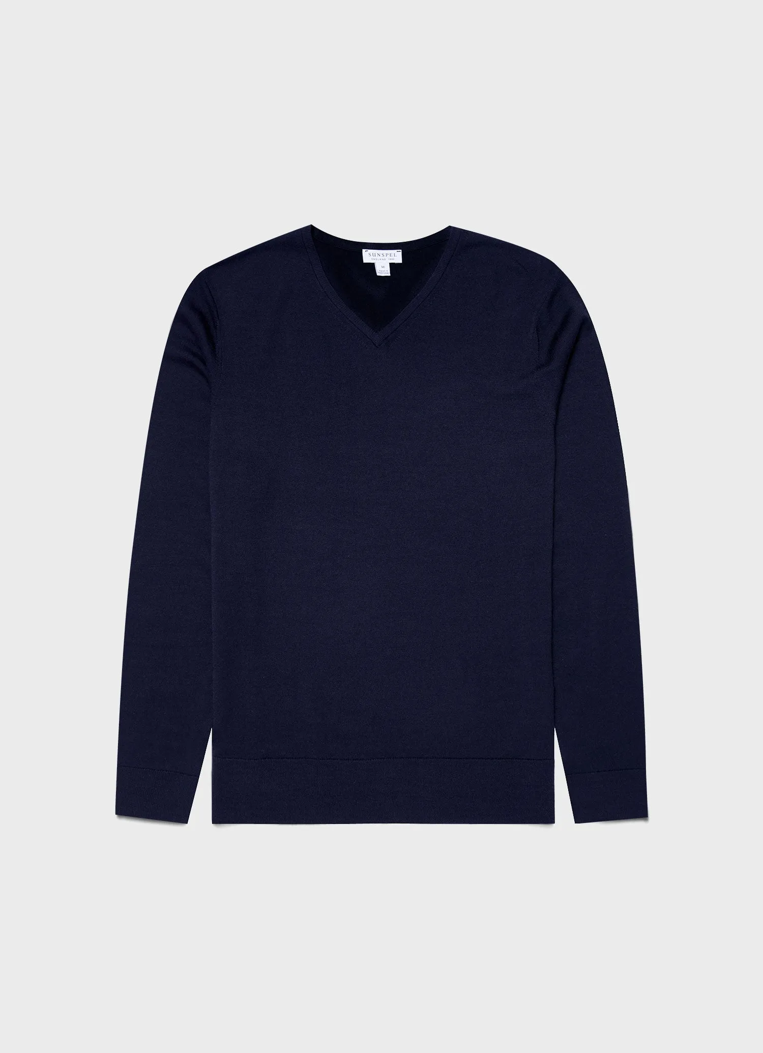Men's Extra-Fine Merino V-neck in Light Navy sold by Sunspel