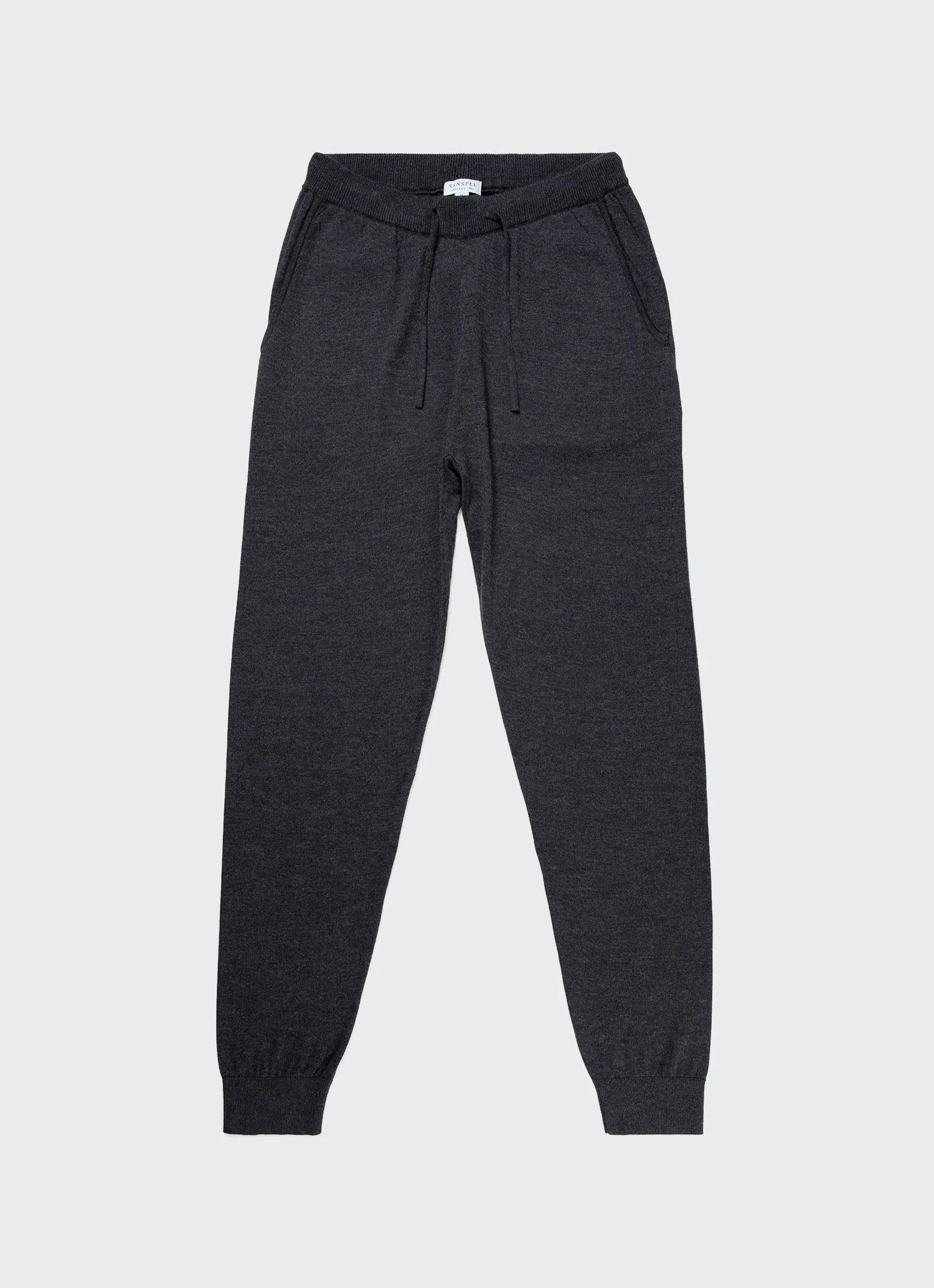 Men's Merino Wool Lounge Pant in Charcoal Melange sold by Sunspel