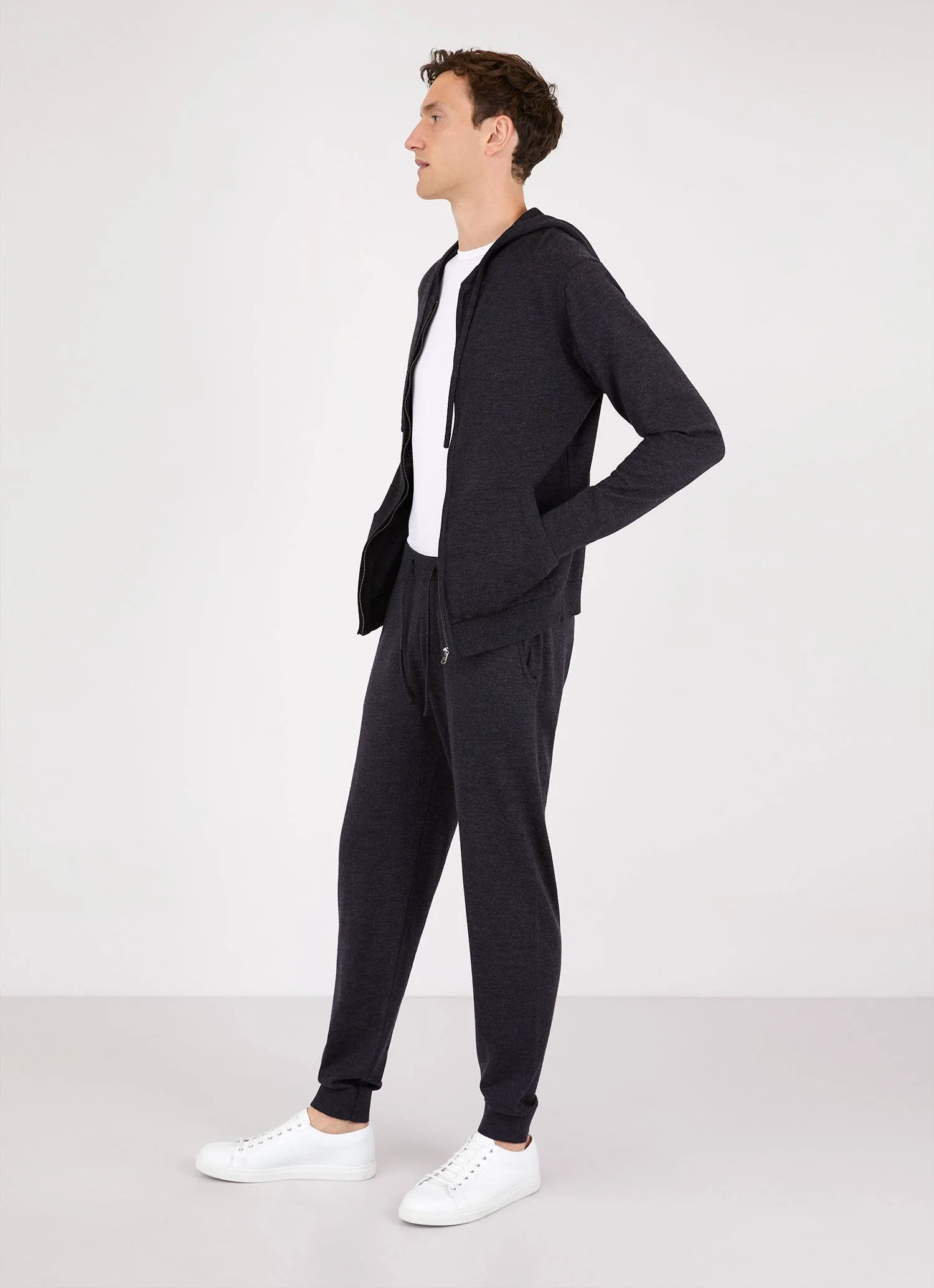 Men's Merino Wool Lounge Pant in Charcoal Melange sold by Sunspel product image thumbnail 2