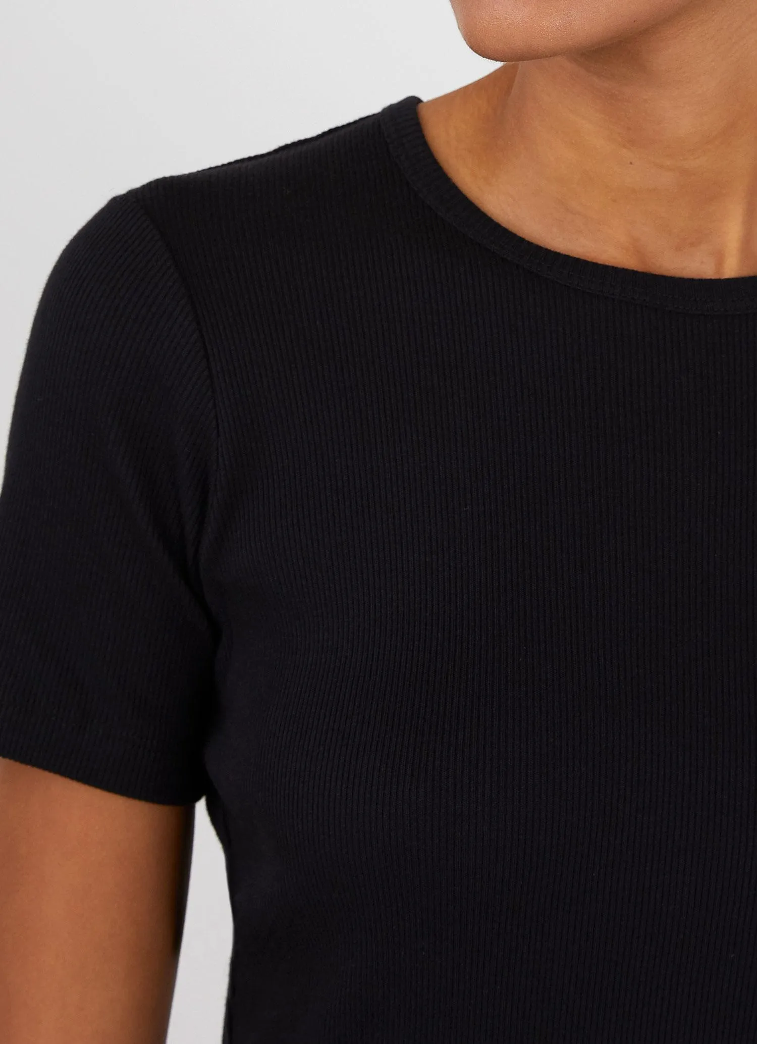 Women's Rib T-shirt in Black sold by Sunspel product image thumbnail 4
