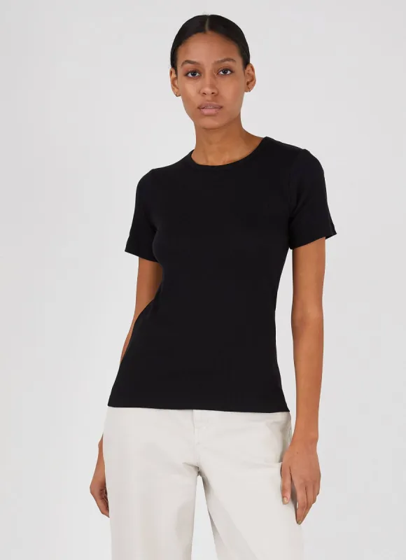 Women's Rib T-shirt in Black sold by Sunspel