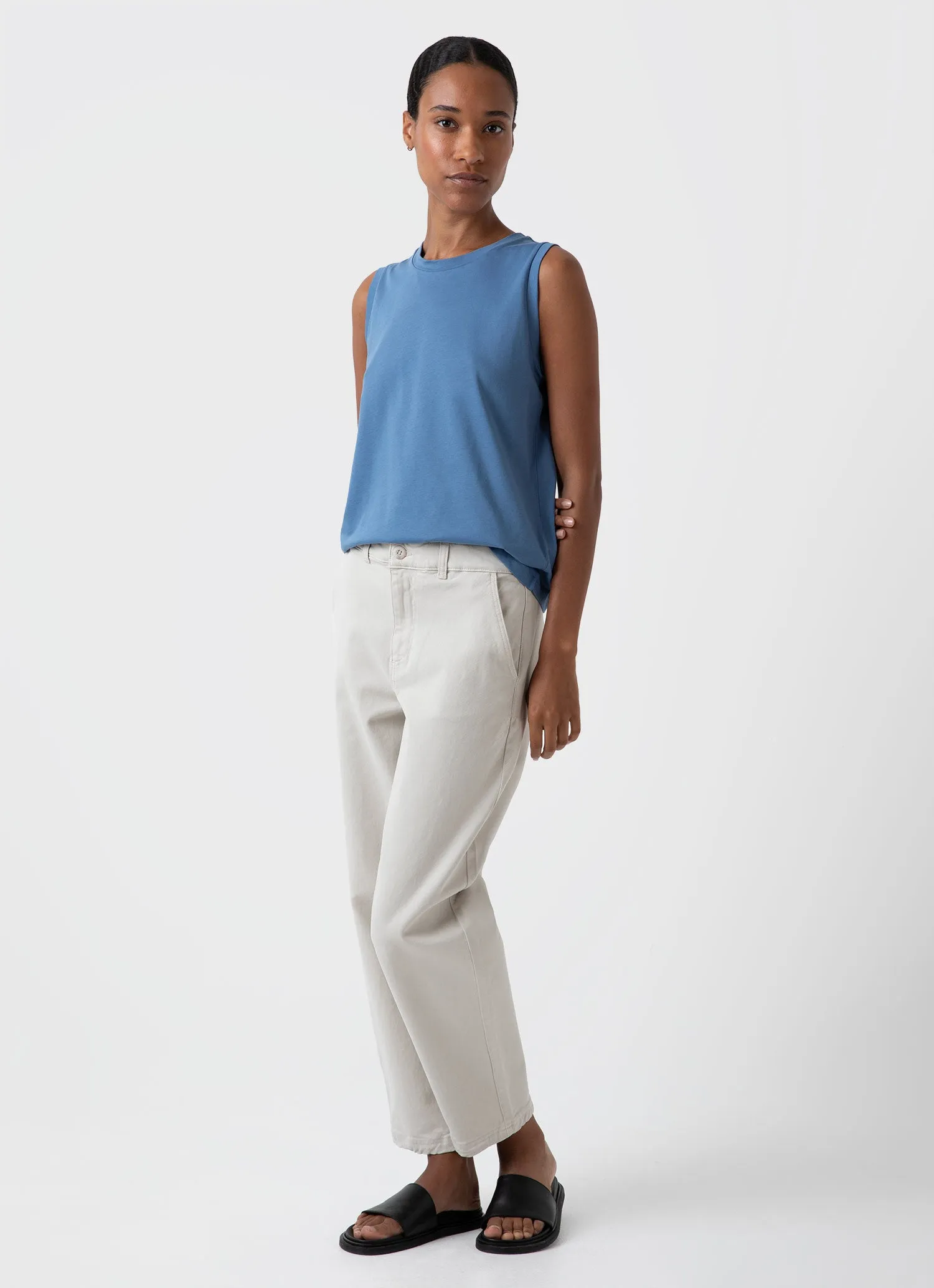 Women's Boy Fit Tank in Bluestone sold by Sunspel product image thumbnail 3