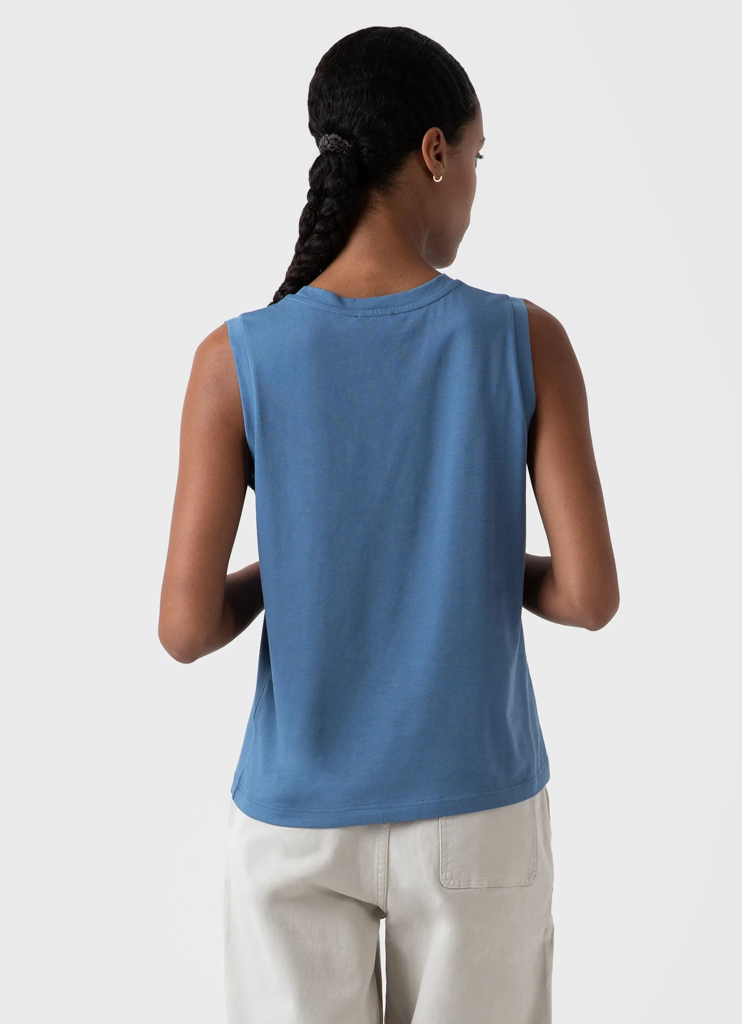 Women's Boy Fit Tank in Bluestone sold by Sunspel product image thumbnail 4