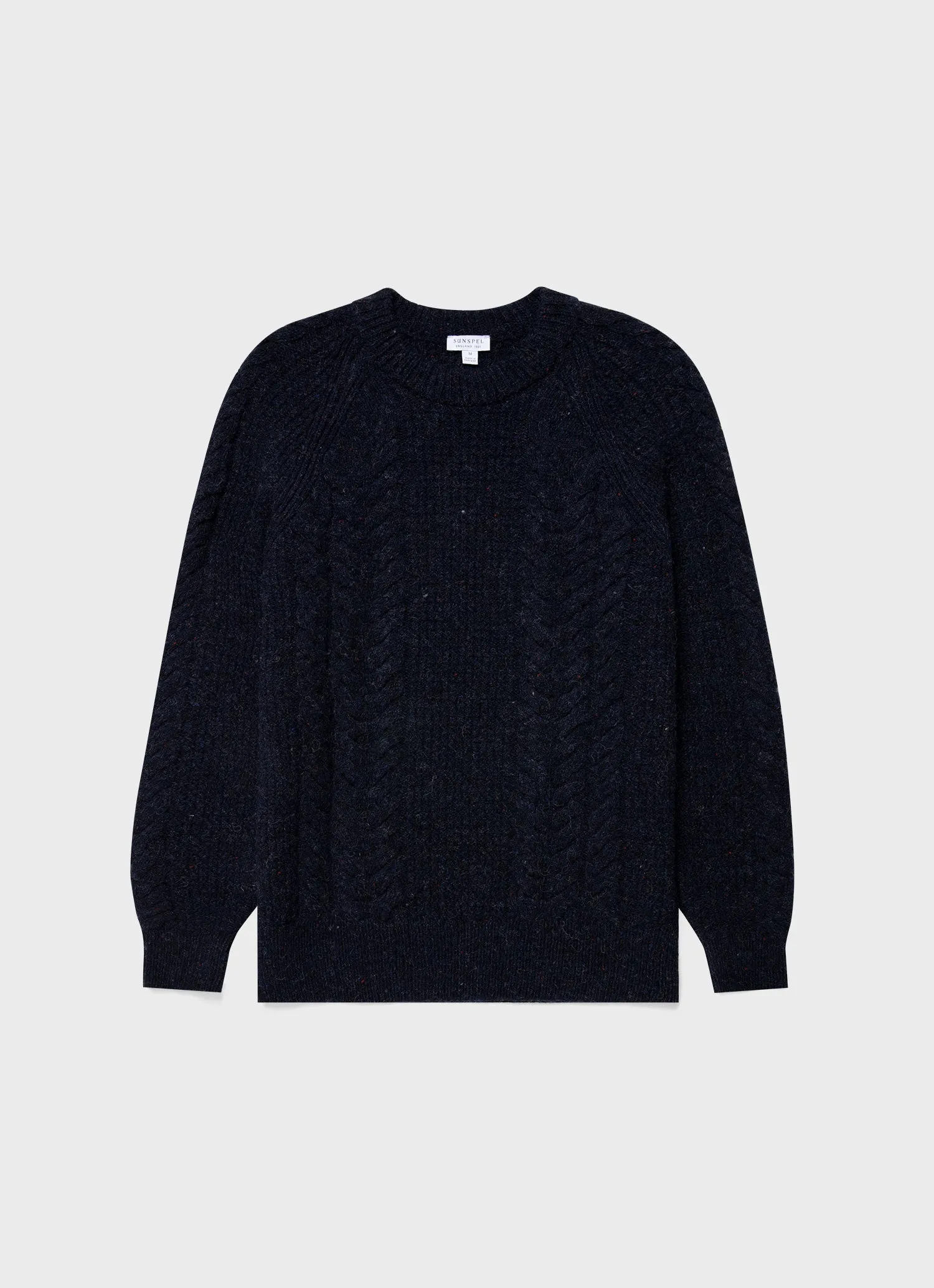 Men's Textured Donegal Jumper in Navy Donegal sold by Sunspel