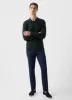 Men's Sea Island Cotton Long Sleeve Polo Shirt in Seaweed sold by Sunspel