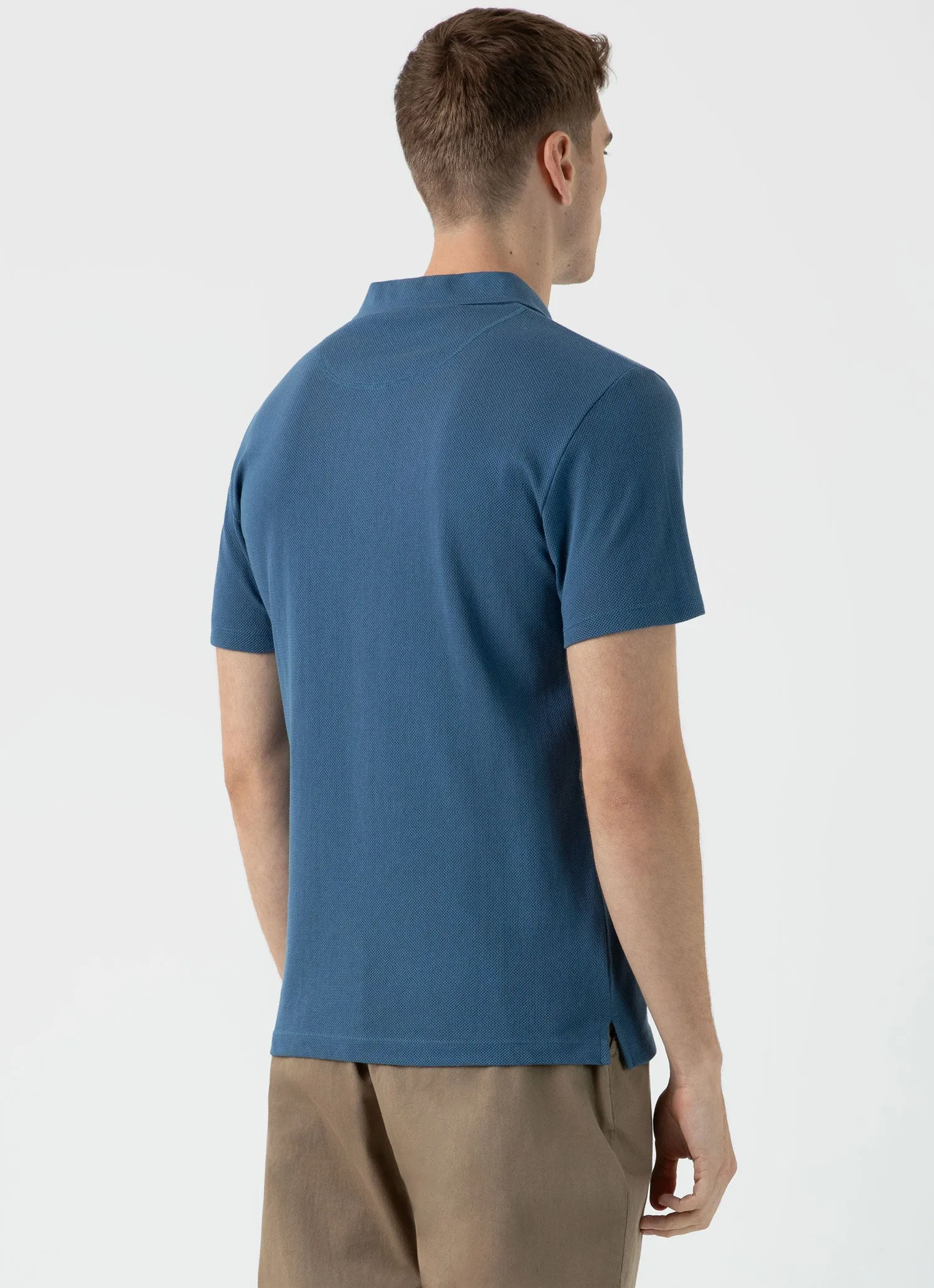 Men's Riviera Polo Shirt in Steel Blue sold by Sunspel product image thumbnail 5