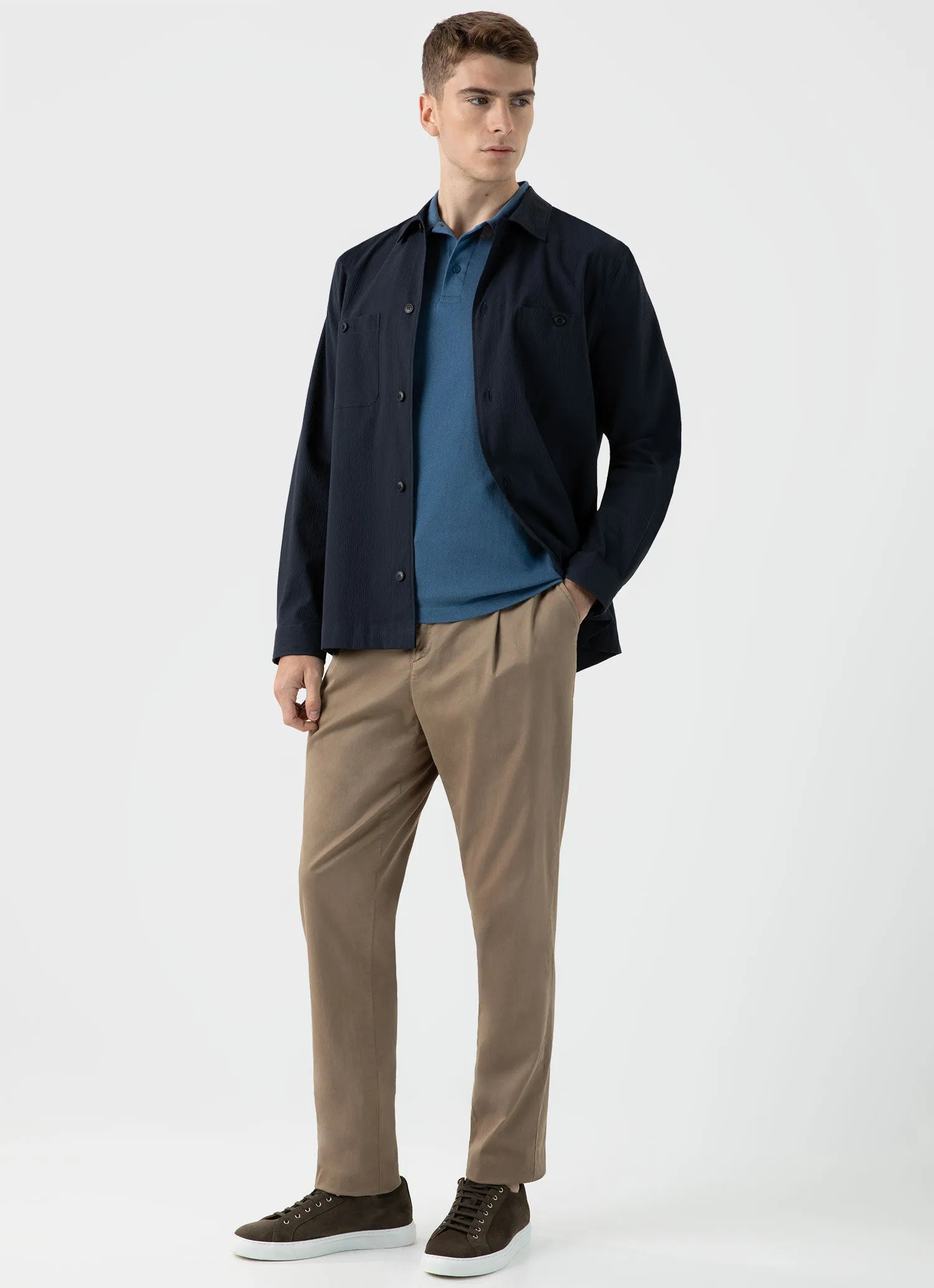 Men's Riviera Polo Shirt in Steel Blue sold by Sunspel product image thumbnail 3