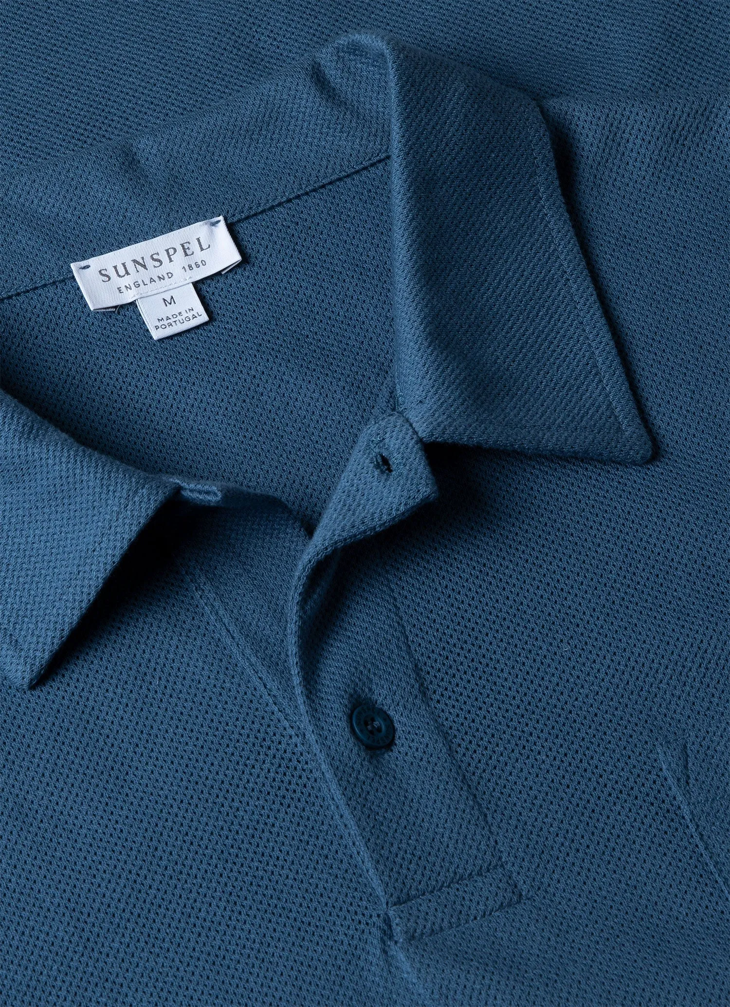 Men's Riviera Polo Shirt in Steel Blue sold by Sunspel product image thumbnail 4