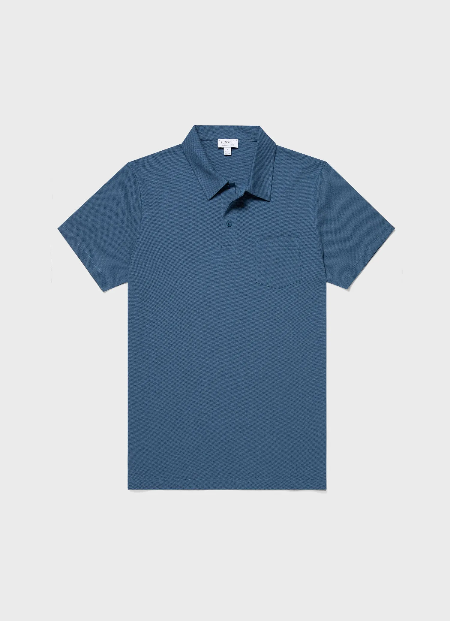 Men's Riviera Polo Shirt in Steel Blue sold by Sunspel