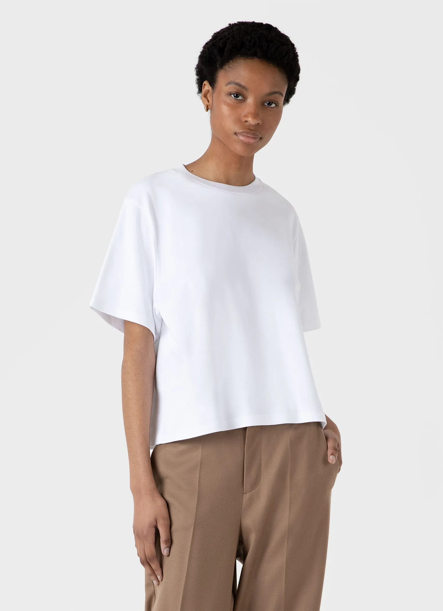 Women's Boxy Heavyweight T-shirt in White sold by Sunspel