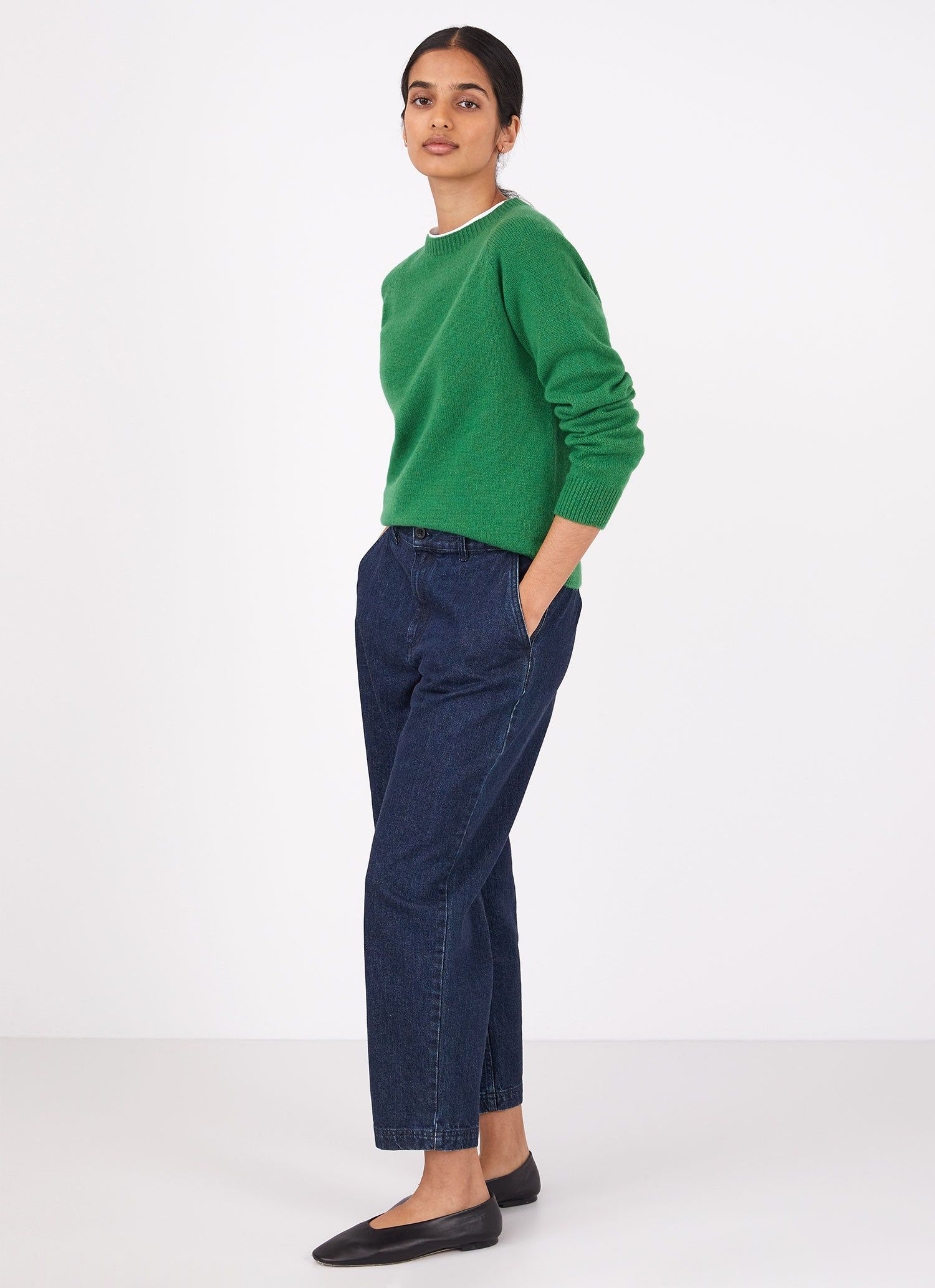 Women's Lambswool Crew Neck Jumper in Bright Green sold by Sunspel product image thumbnail 3