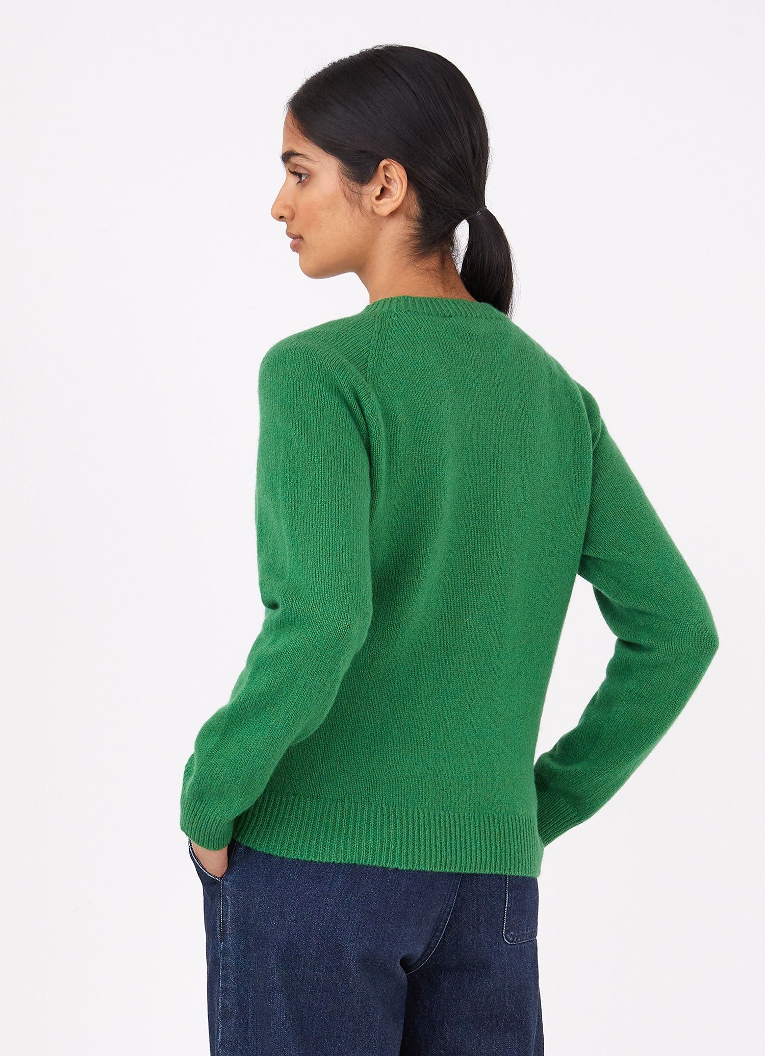 Women's Lambswool Crew Neck Jumper in Bright Green sold by Sunspel product image thumbnail 4