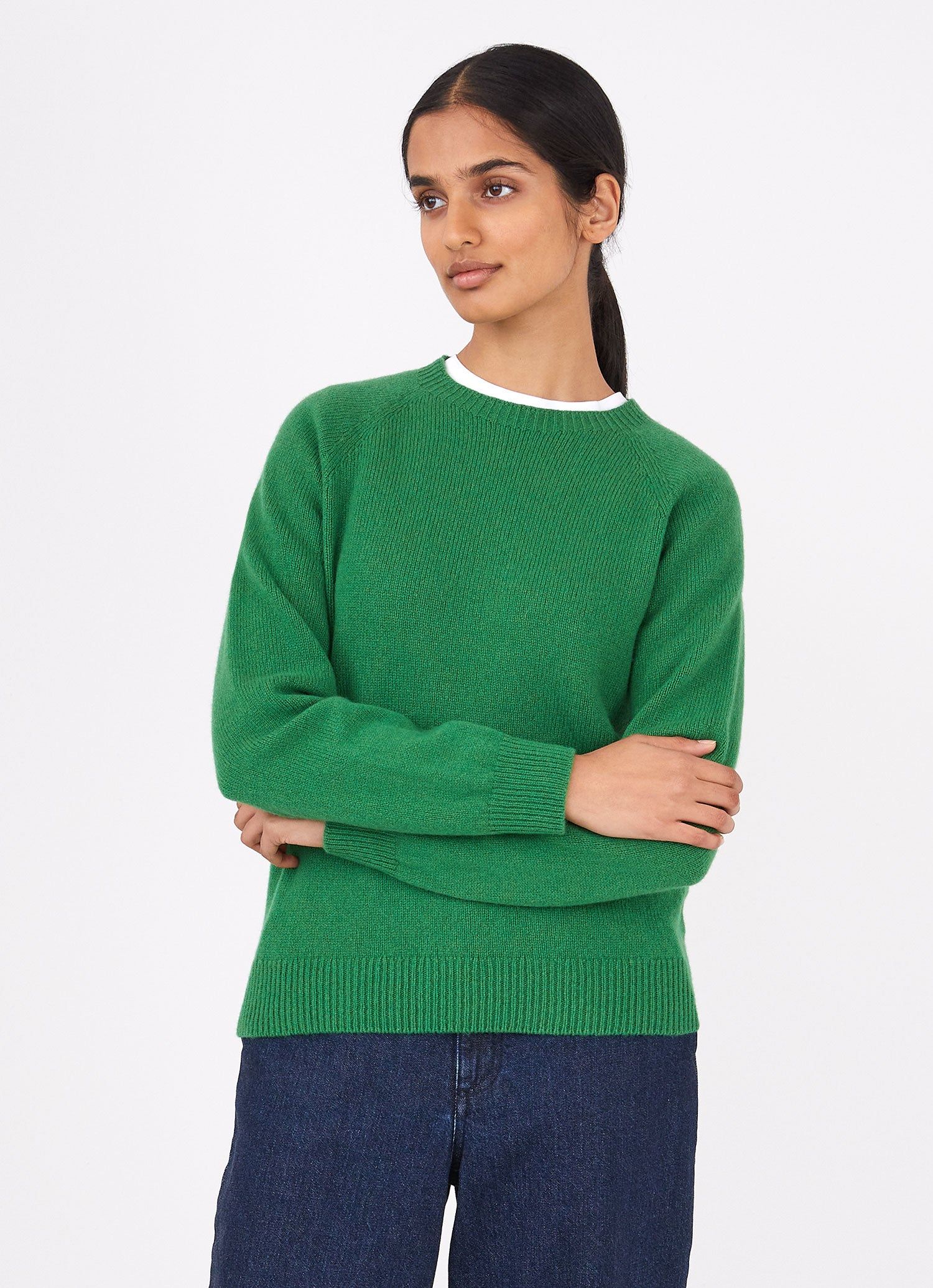 Women's Lambswool Crew Neck Jumper in Bright Green sold by Sunspel product image thumbnail 2