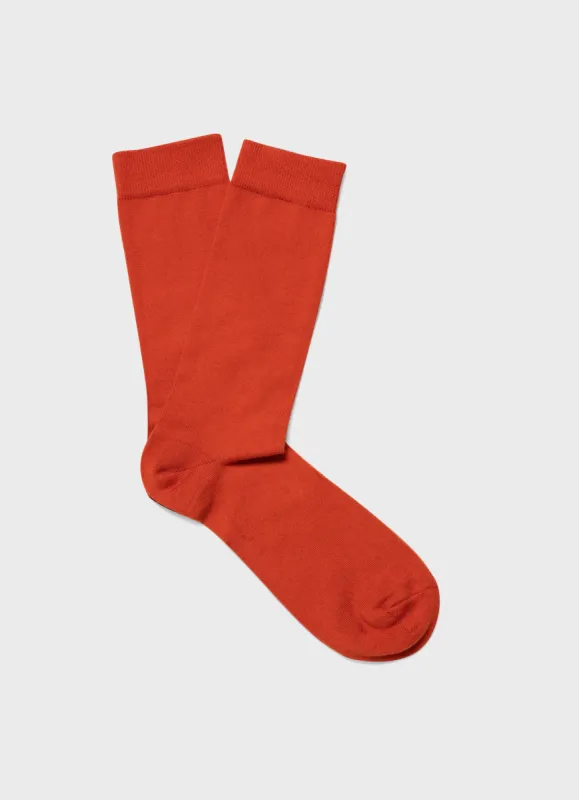 Men's Cotton Sock in Burnt Sienna sold by Sunspel