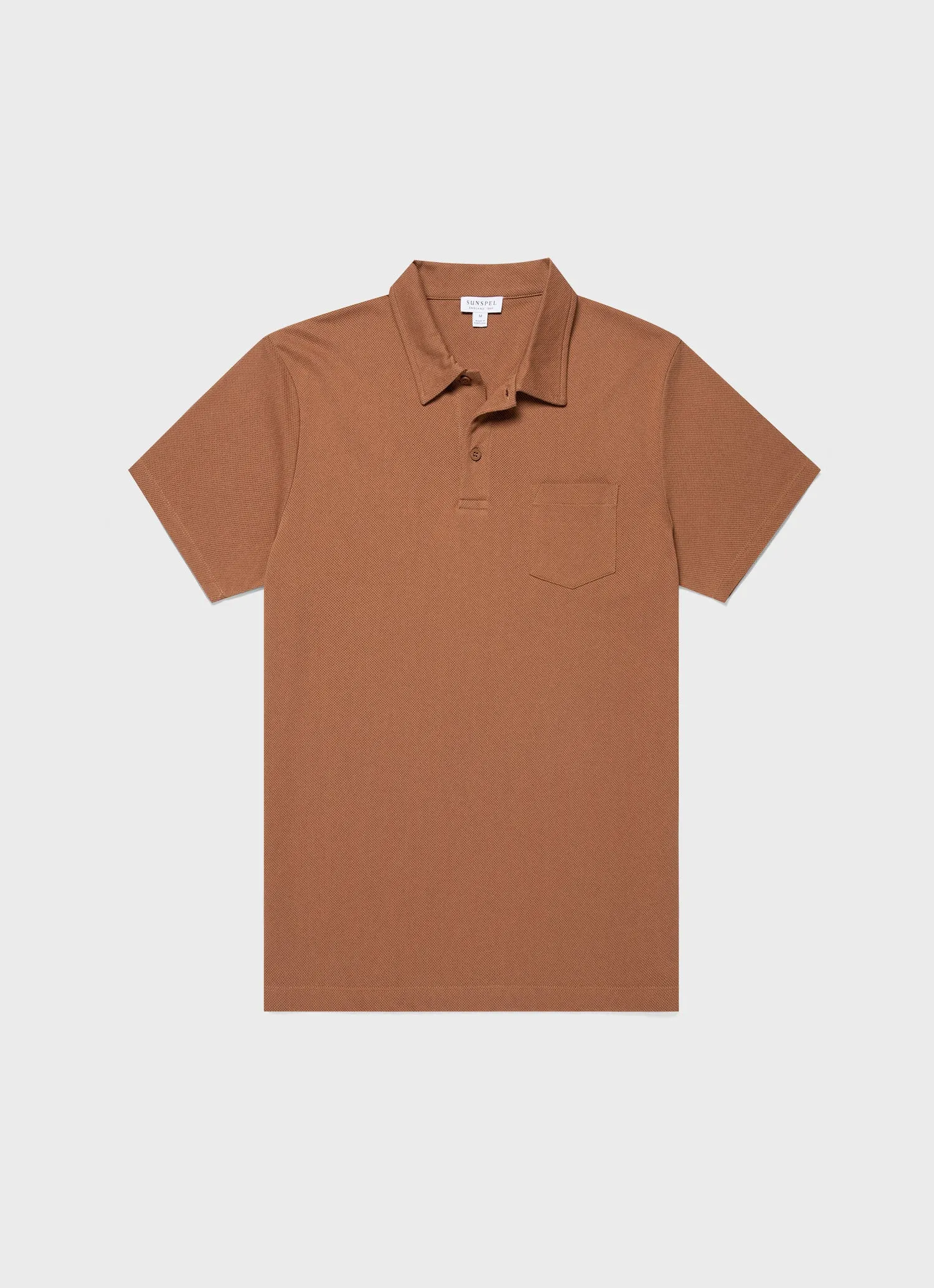 Men's Riviera Polo Shirt in Dark Camel sold by Sunspel
