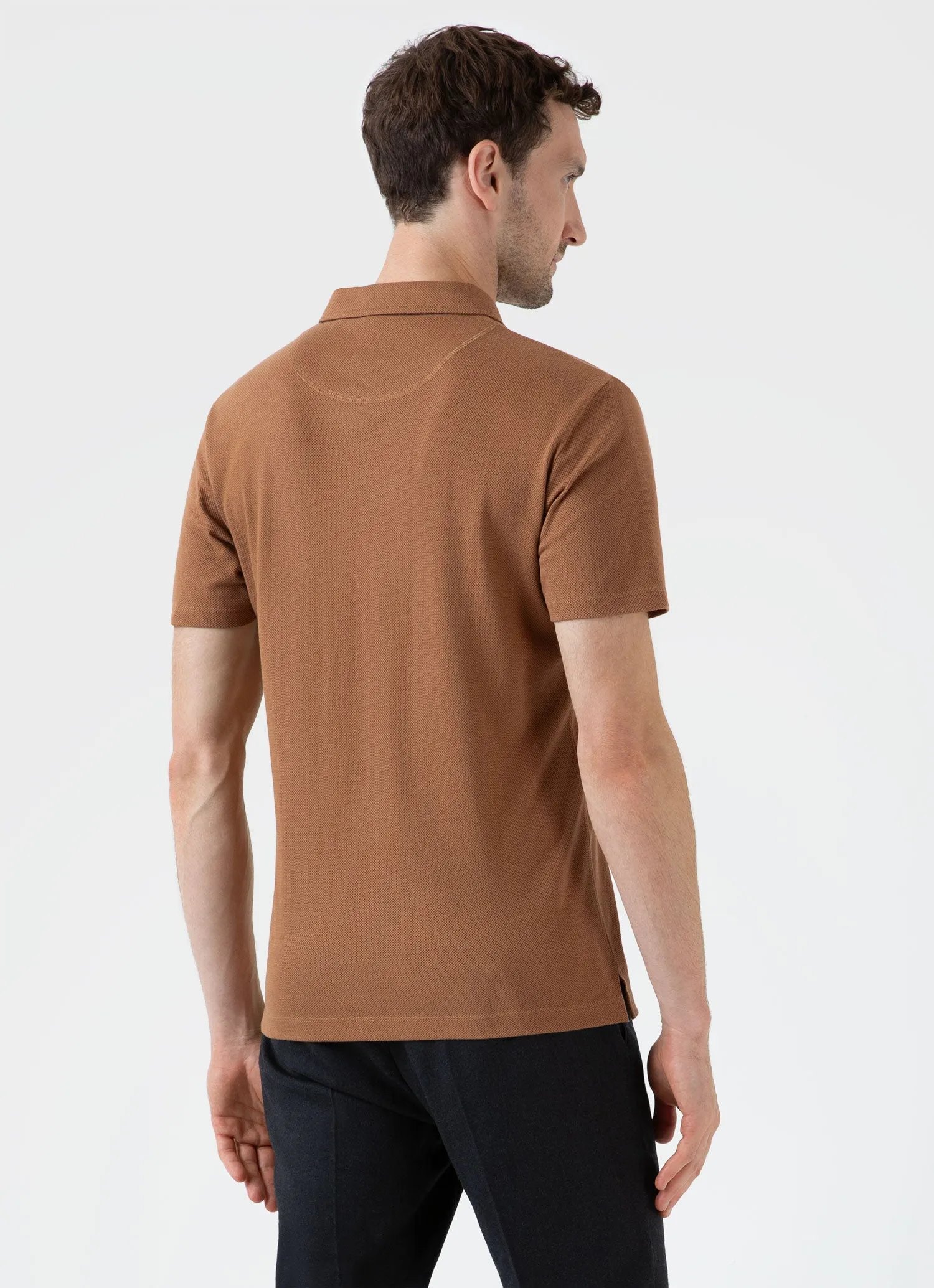 Men's Riviera Polo Shirt in Dark Camel sold by Sunspel product image thumbnail 5