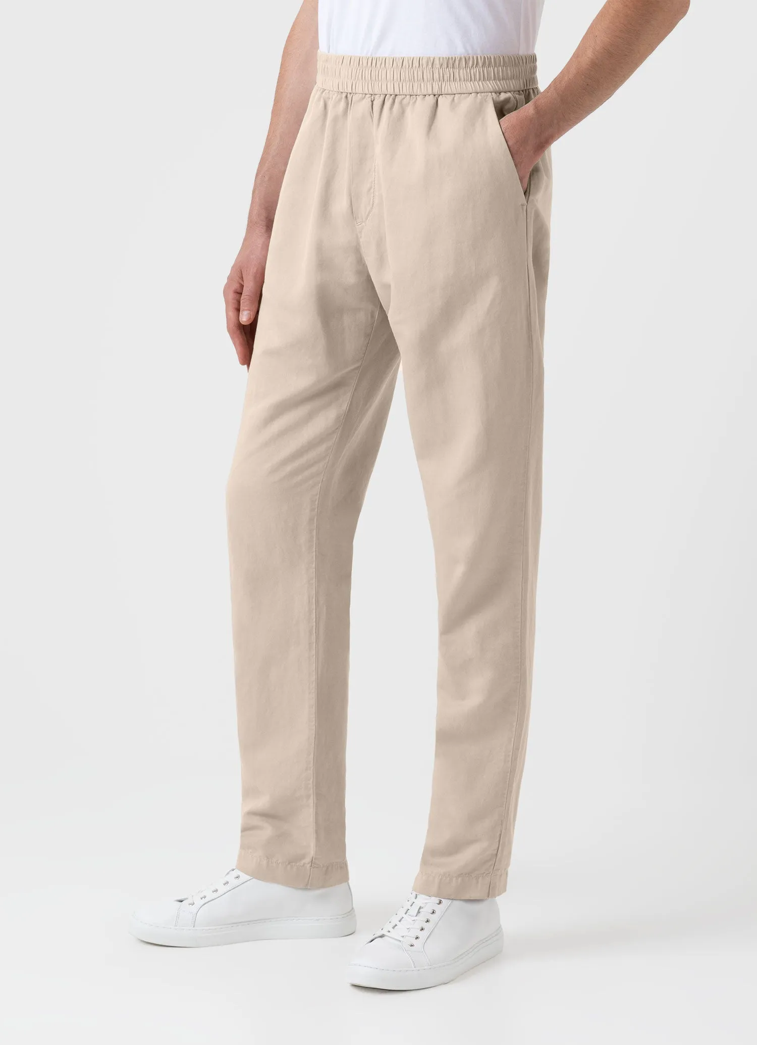 Men's Cotton Linen Drawstring Trouser in Light Sand sold by Sunspel product image thumbnail 5