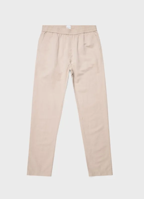 Men's Cotton Linen Drawstring  Trouser in Light Sand sold by Sunspel