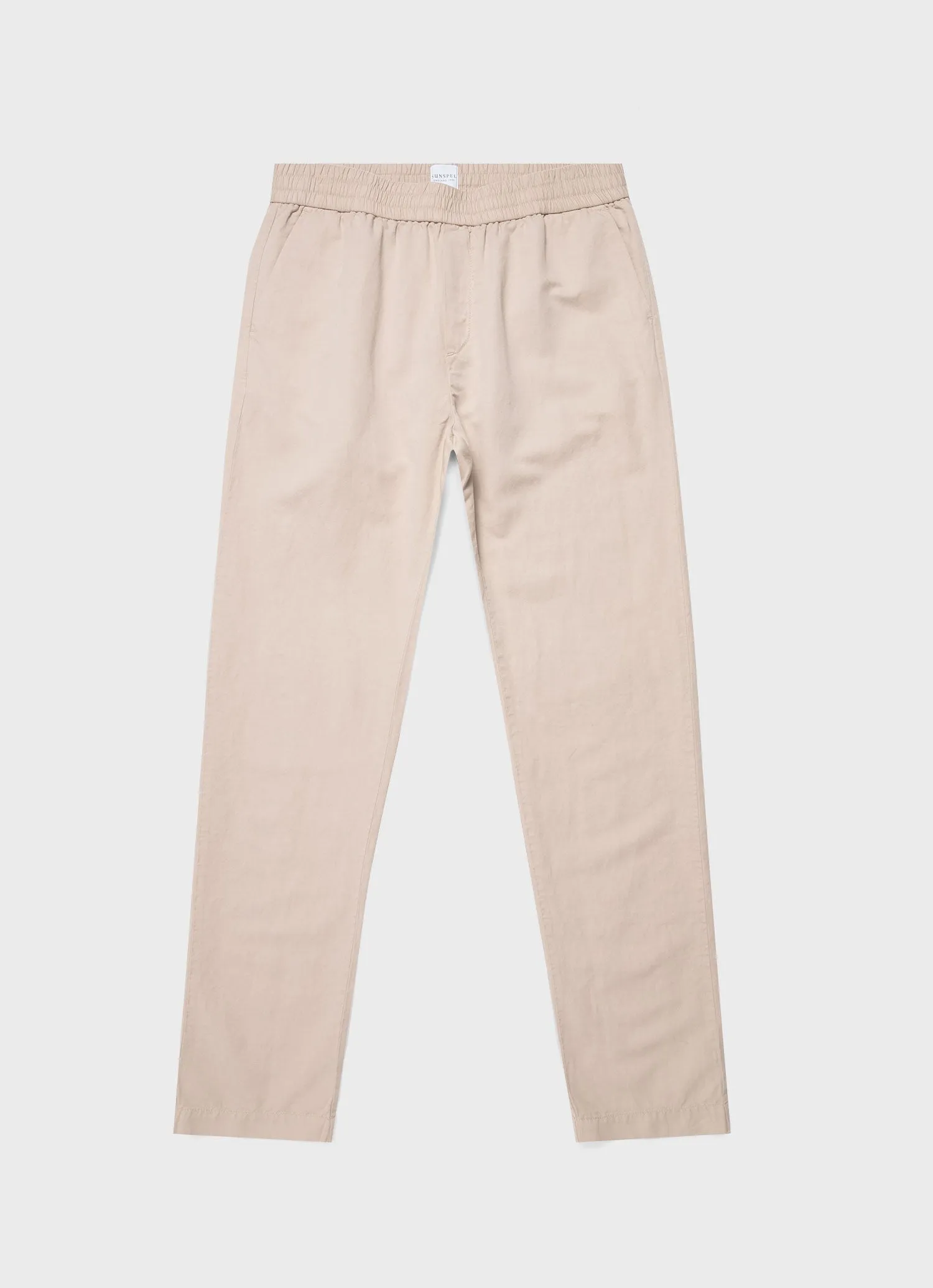Men's Cotton Linen Drawstring Trouser in Light Sand sold by Sunspel