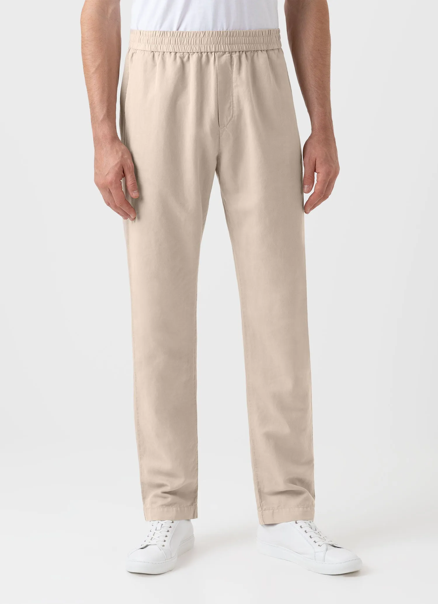 Men's Cotton Linen Drawstring Trouser in Light Sand sold by Sunspel product image thumbnail 3