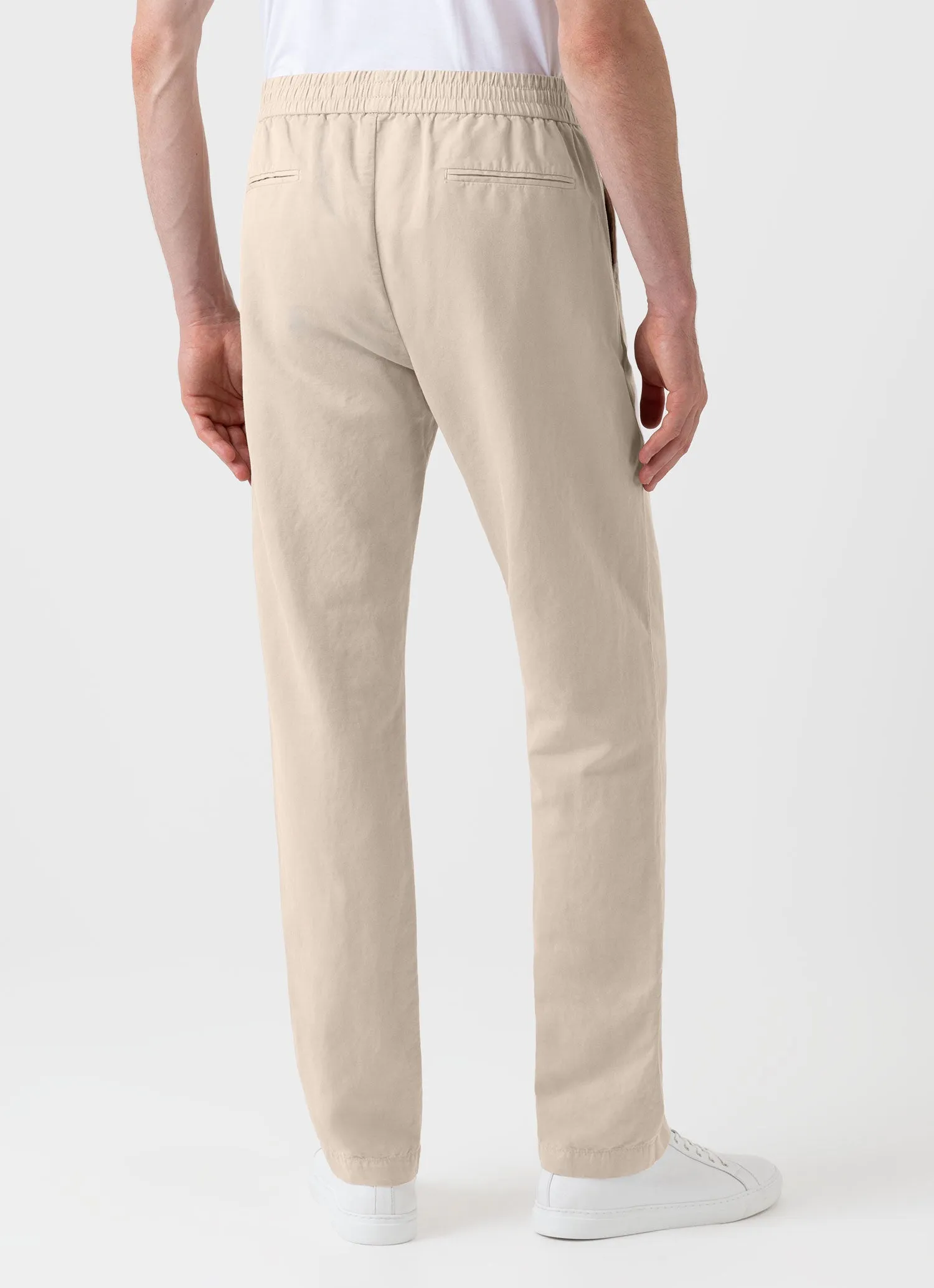 Men's Cotton Linen Drawstring Trouser in Light Sand sold by Sunspel product image thumbnail 4