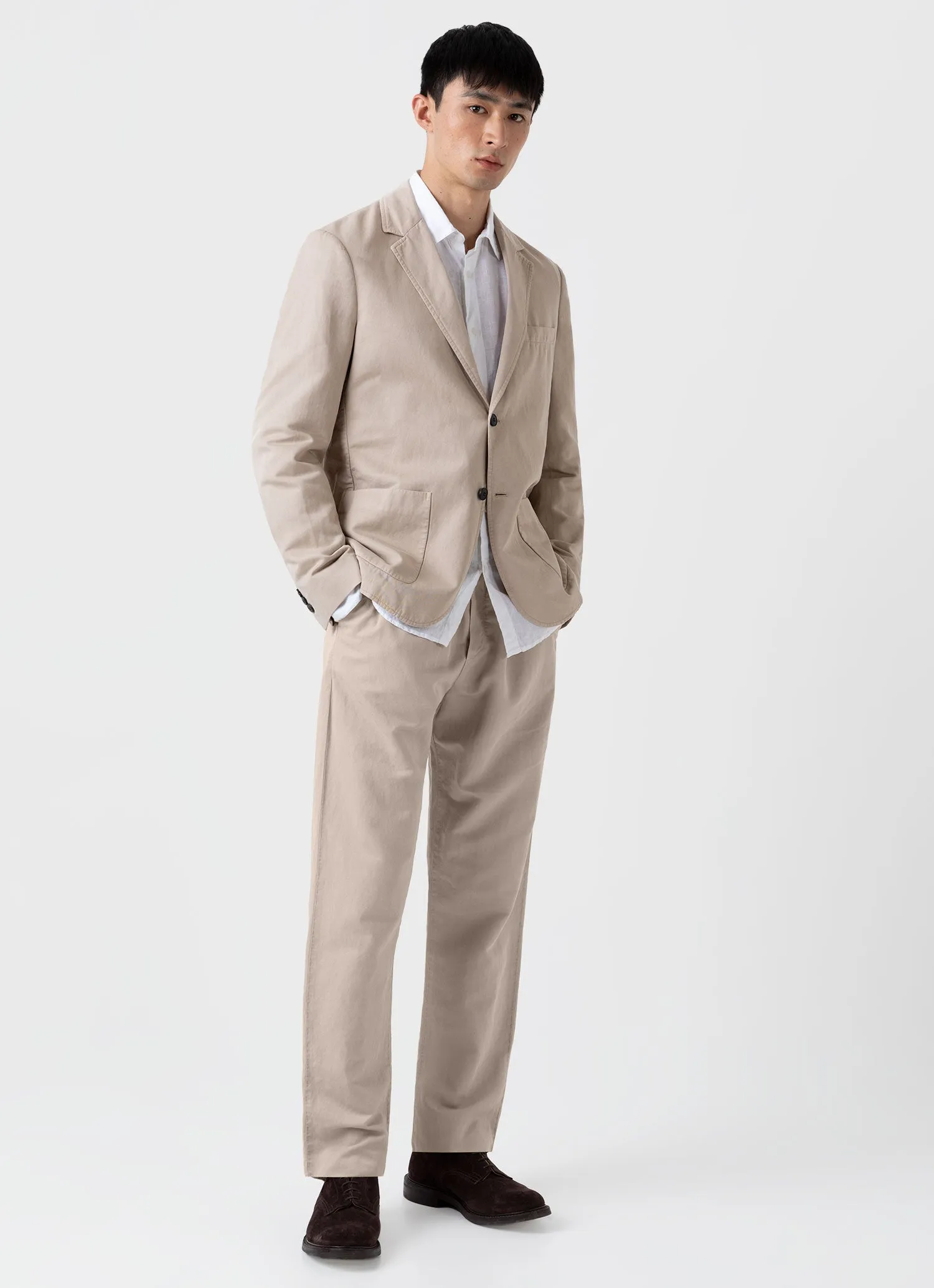 Men's Cotton Linen Drawstring Trouser in Light Sand sold by Sunspel product image thumbnail 2