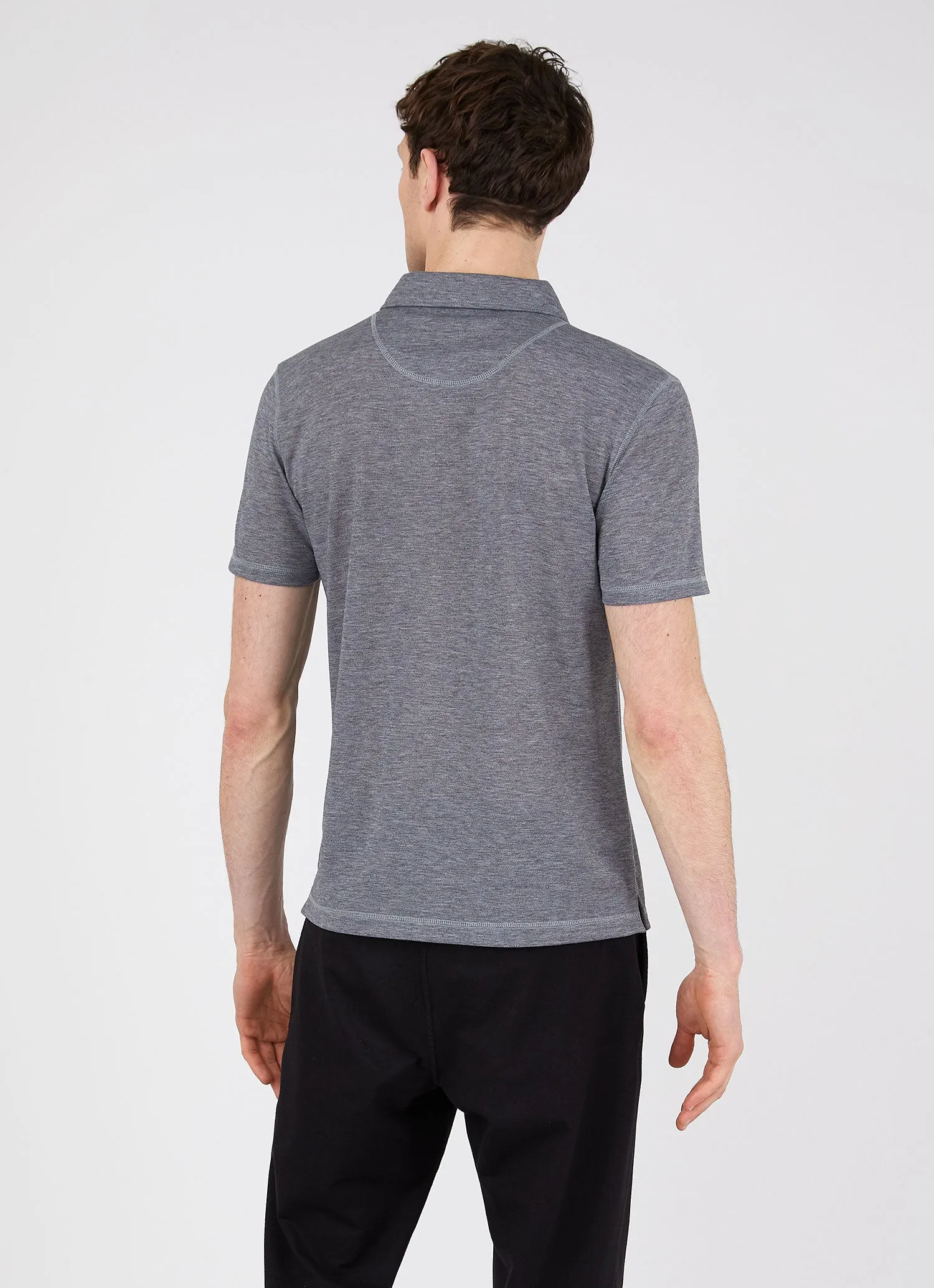 Men's DriRelease Active Polo Shirt in Grey Melange sold by Sunspel product image thumbnail 4