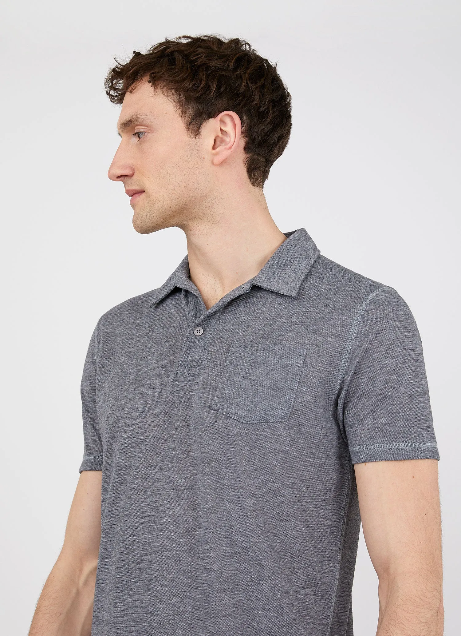 Men's DriRelease Active Polo Shirt in Grey Melange sold by Sunspel product image thumbnail 5