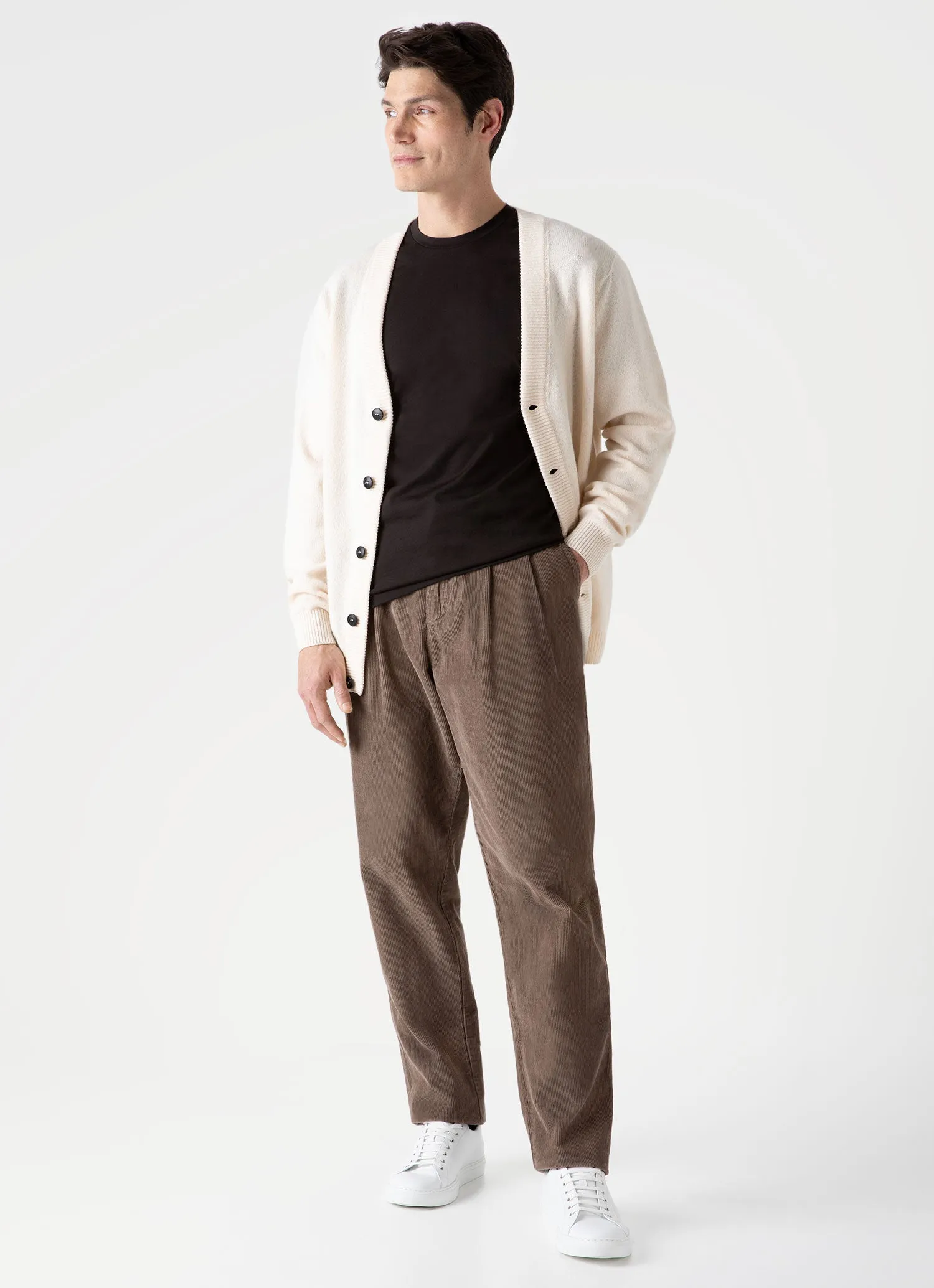 Men's Lambswool Cardigan in Ecru sold by Sunspel product image thumbnail 3