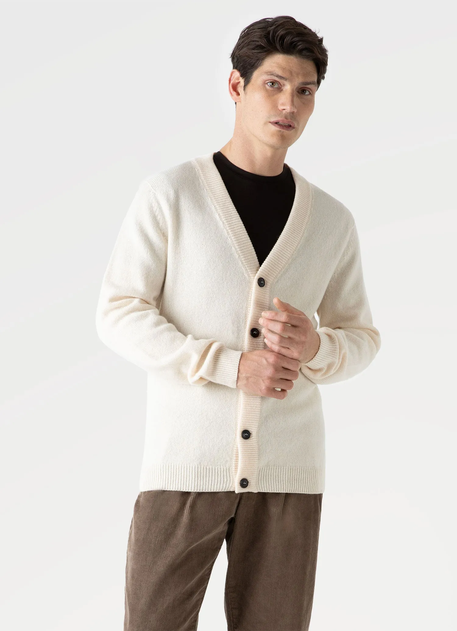 Men's Lambswool Cardigan in Ecru sold by Sunspel product image thumbnail 2