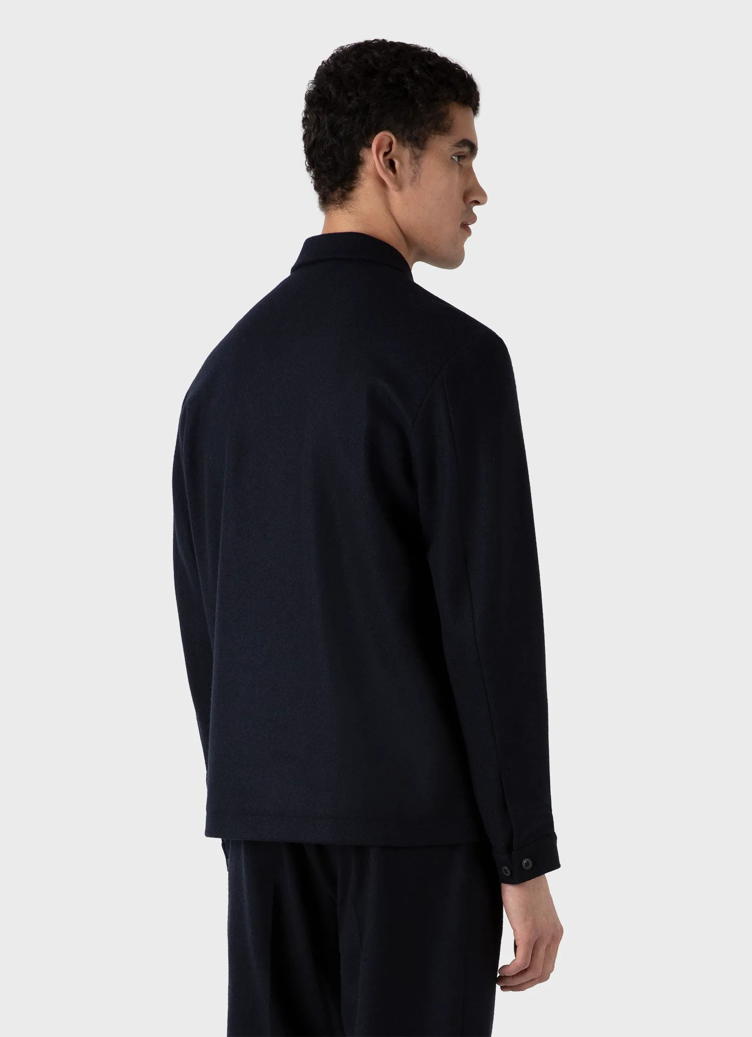 Men's Boiled Wool Zip Jacket in Navy sold by Sunspel product image thumbnail 5