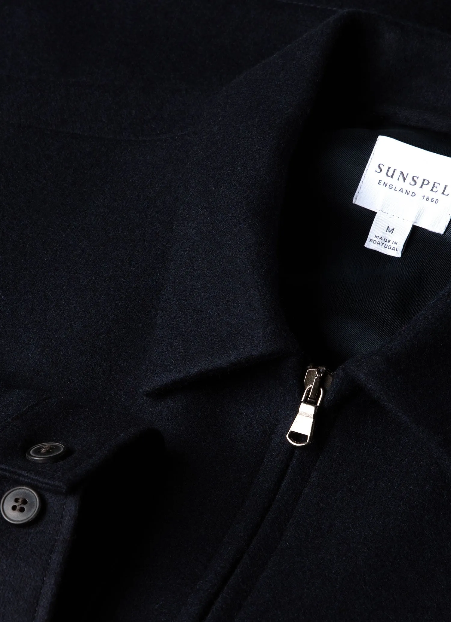 Men's Boiled Wool Zip Jacket in Navy sold by Sunspel product image thumbnail 4