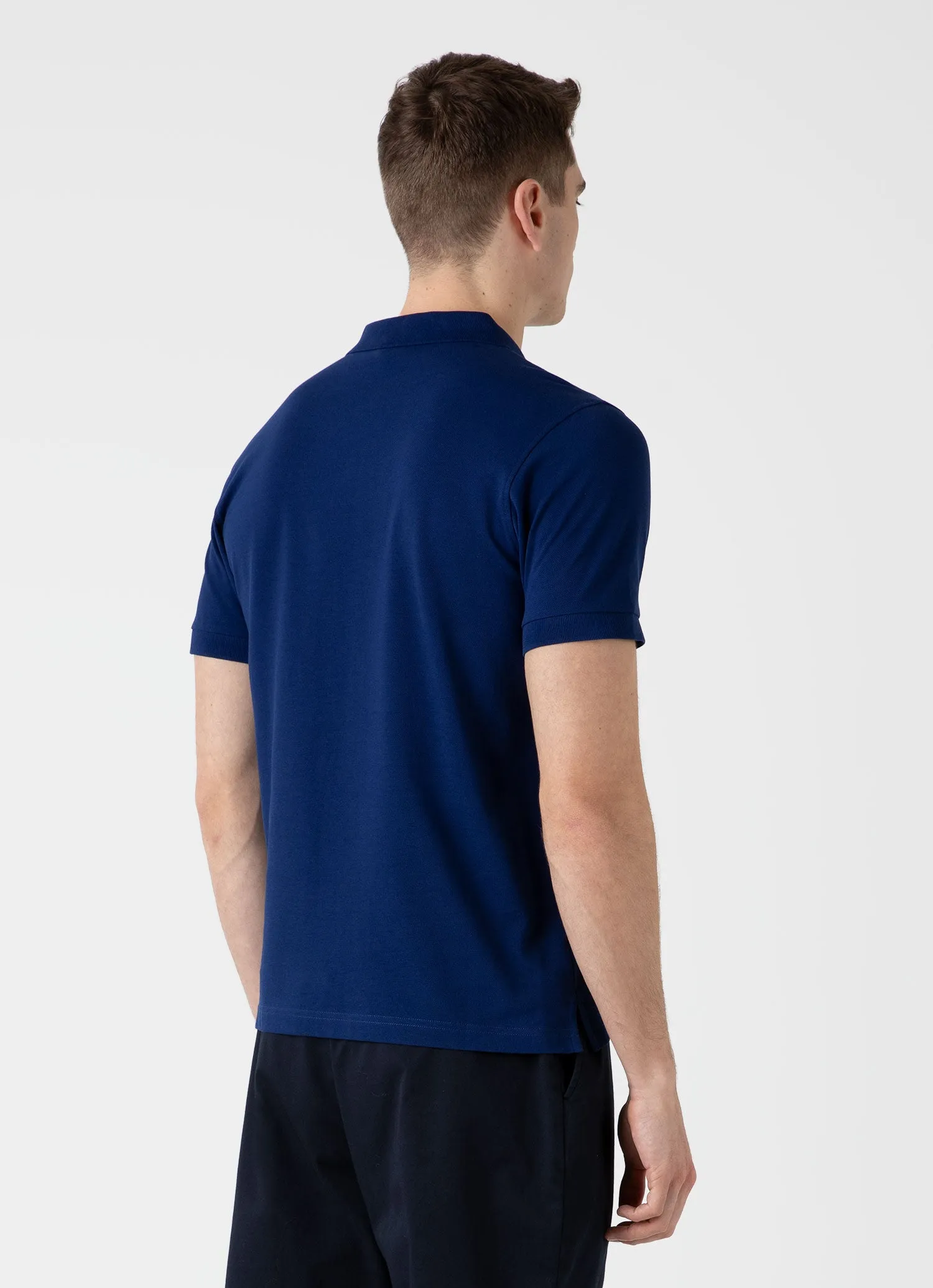 Men's Piqué Polo Shirt in Space Blue sold by Sunspel product image thumbnail 5