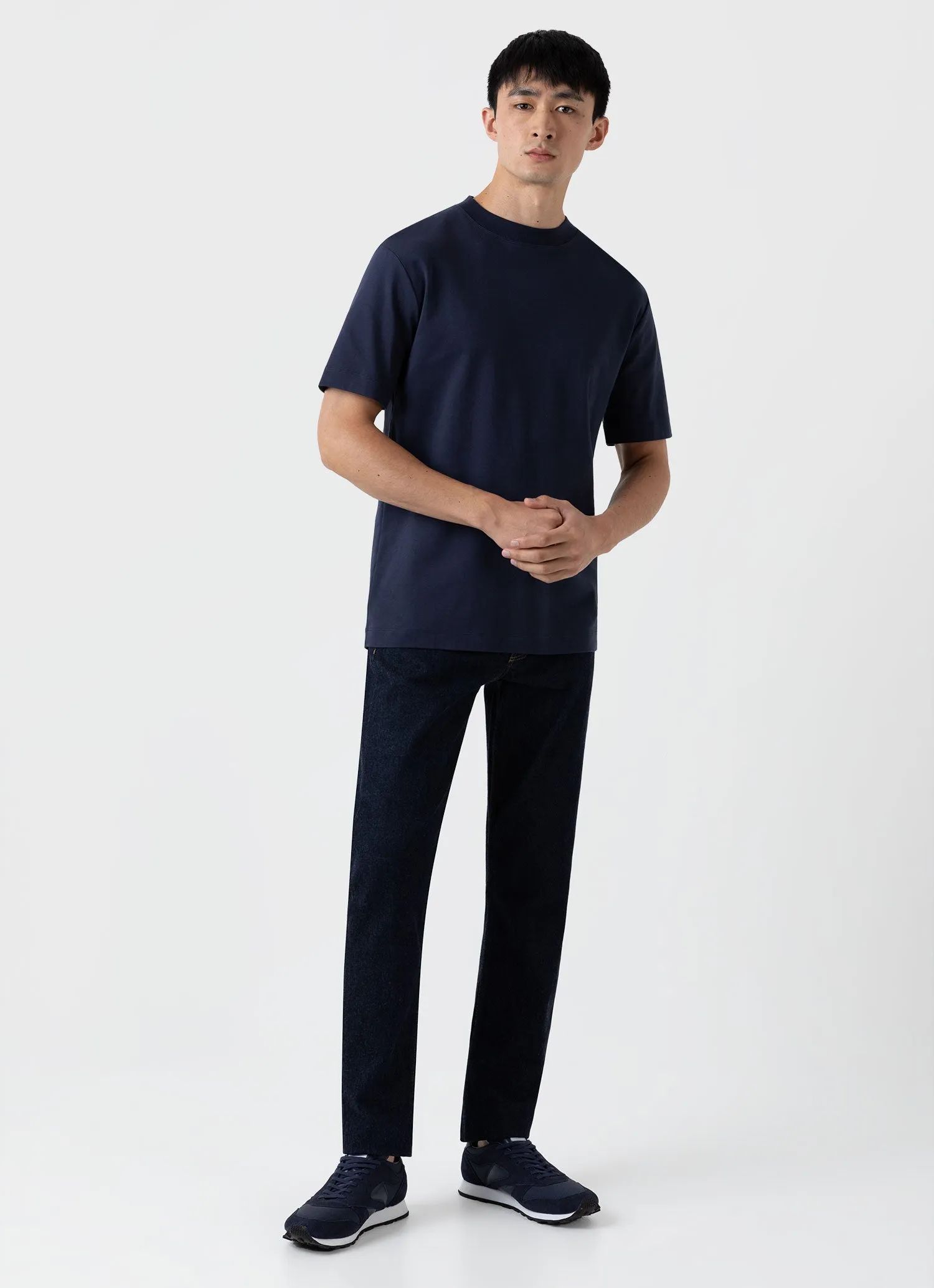 Men's Brushed Cotton Mock Neck in Navy sold by Sunspel product image thumbnail 3