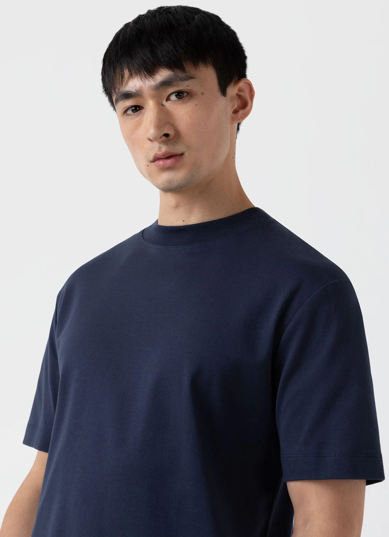 Men's Brushed Cotton Mock Neck in Navy sold by Sunspel product image thumbnail 2