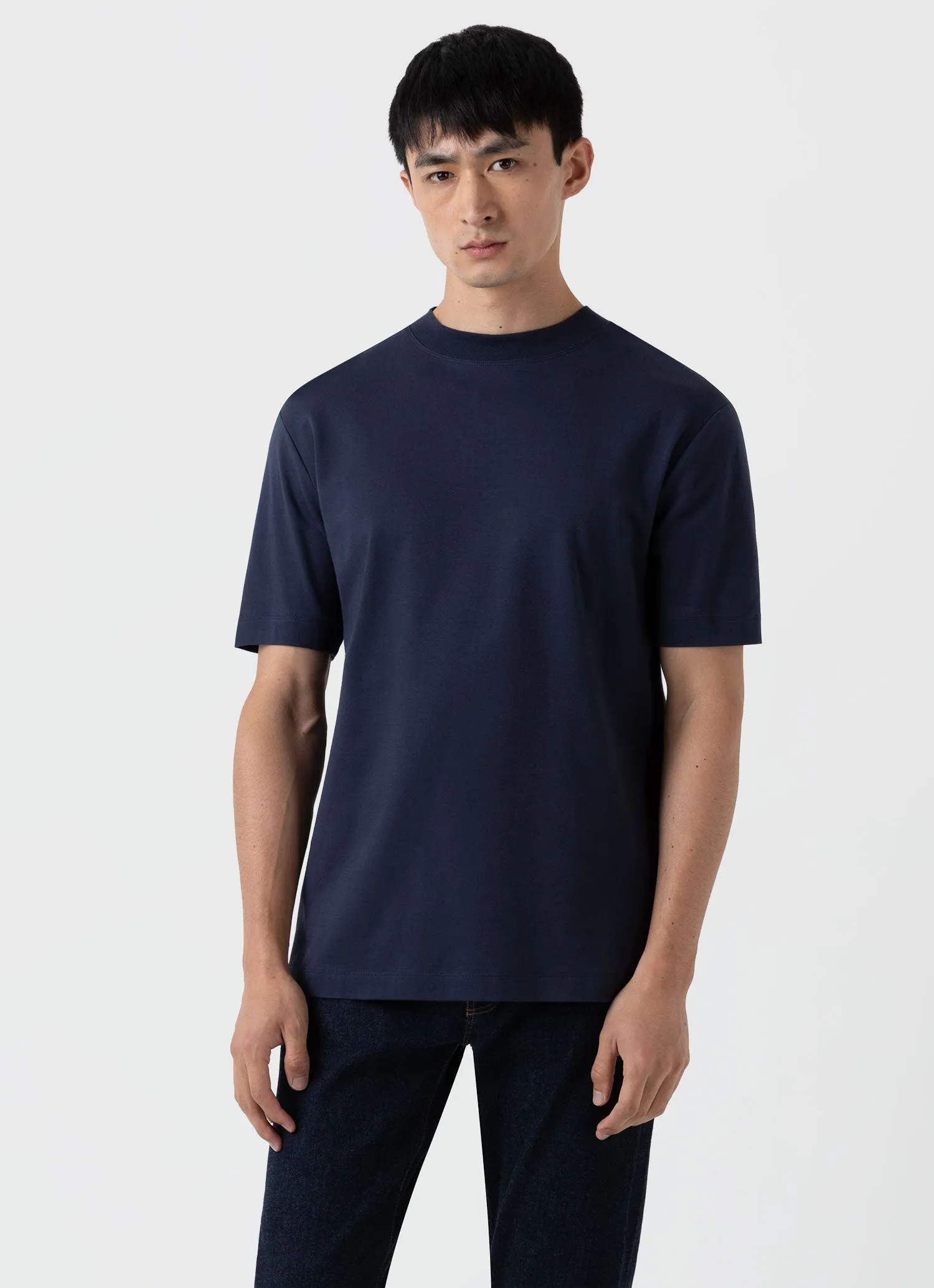 Men's Brushed Cotton Mock Neck in Navy sold by Sunspel product image thumbnail 5