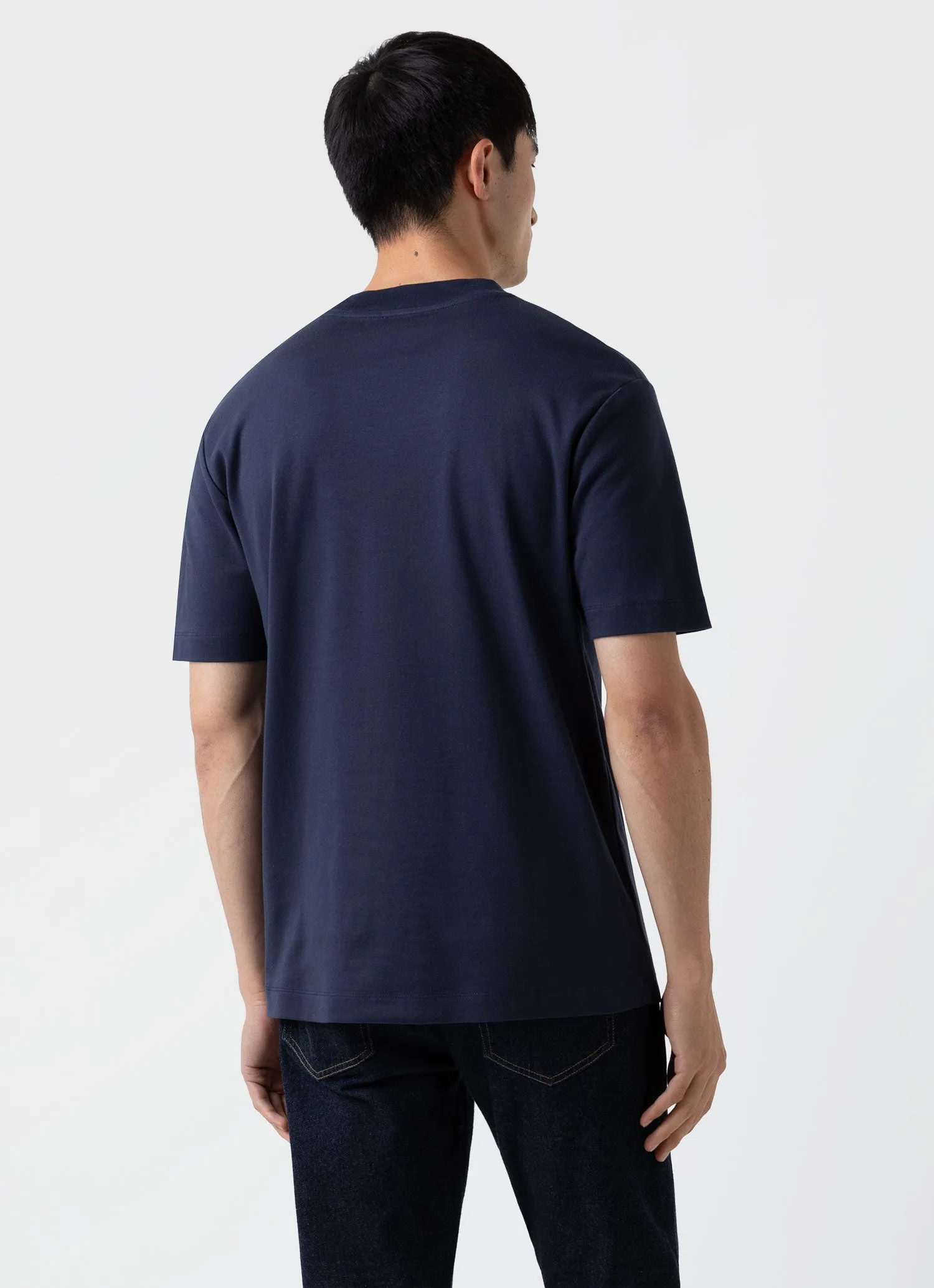 Men's Brushed Cotton Mock Neck in Navy sold by Sunspel product image thumbnail 4