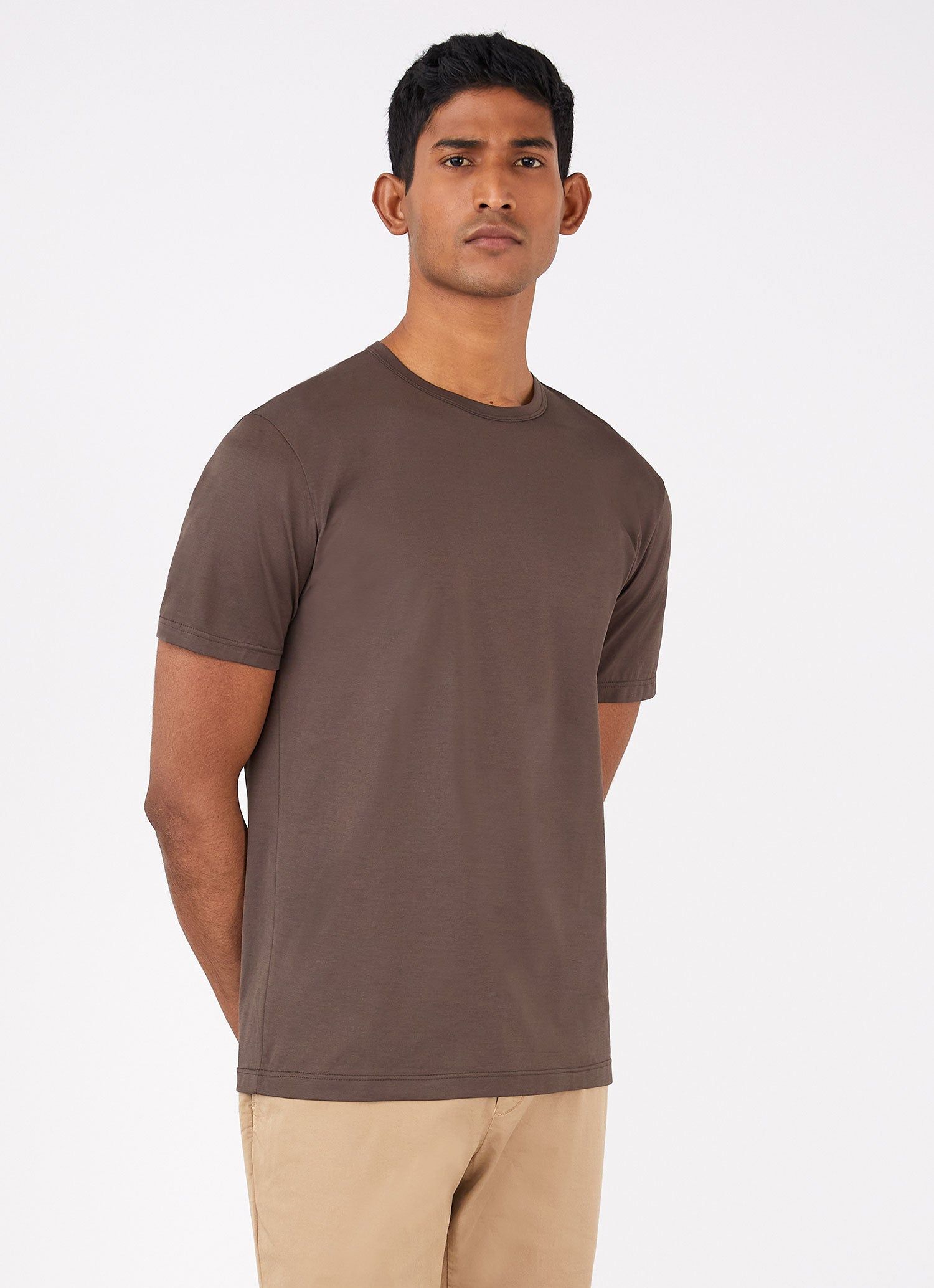 Men's Classic T-shirt in Dark Walnut sold by Sunspel product image thumbnail 2