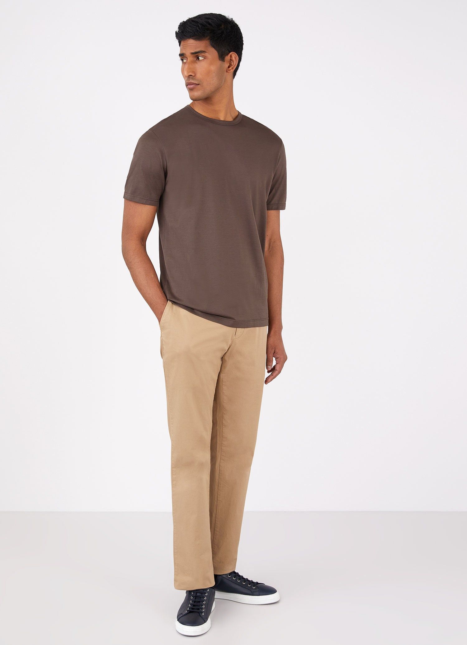 Men's Classic T-shirt in Dark Walnut sold by Sunspel product image thumbnail 3