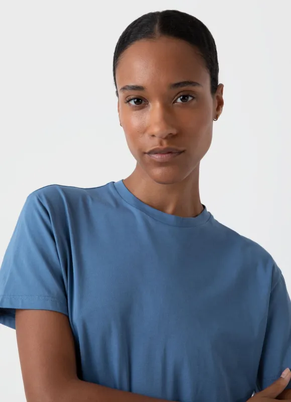 Women's Boy-Fit T-shirt in Bluestone sold by Sunspel