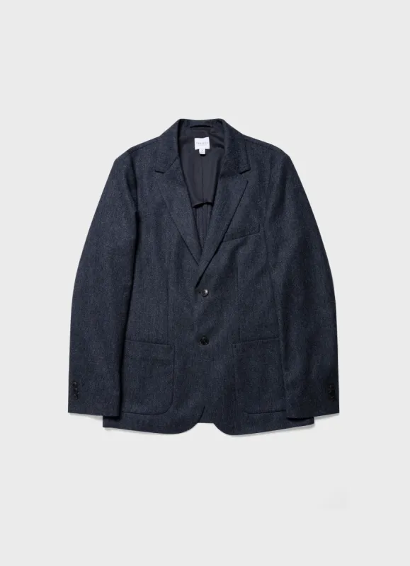 Men's Donegal Wool Blazer in Space Blue sold by Sunspel