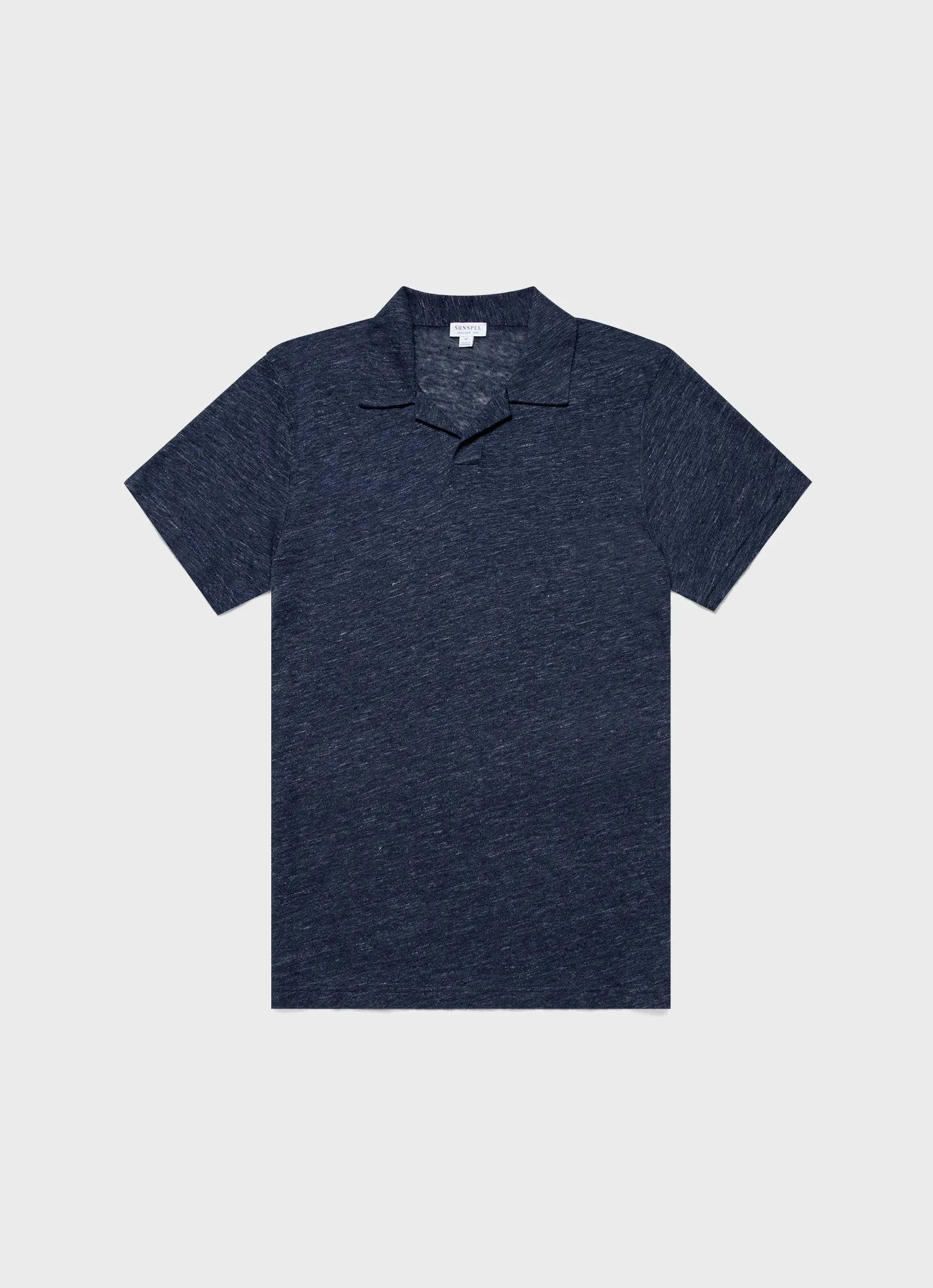 Men's Linen Polo Shirt in Navy Melange sold by Sunspel