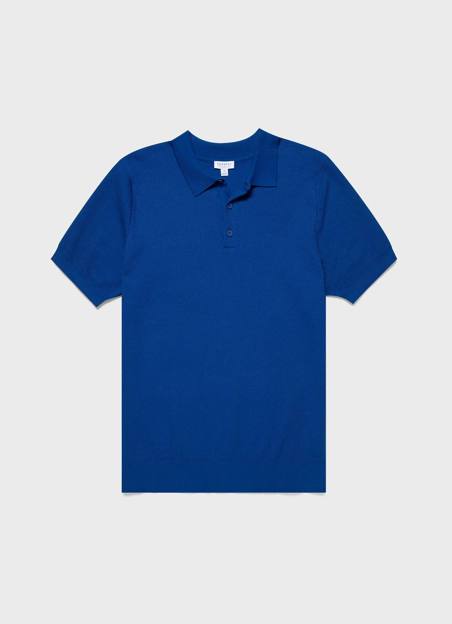 Men's Sunspel x MR PORTER Racked Stitch Polo Shirt in French Blue sold by Sunspel