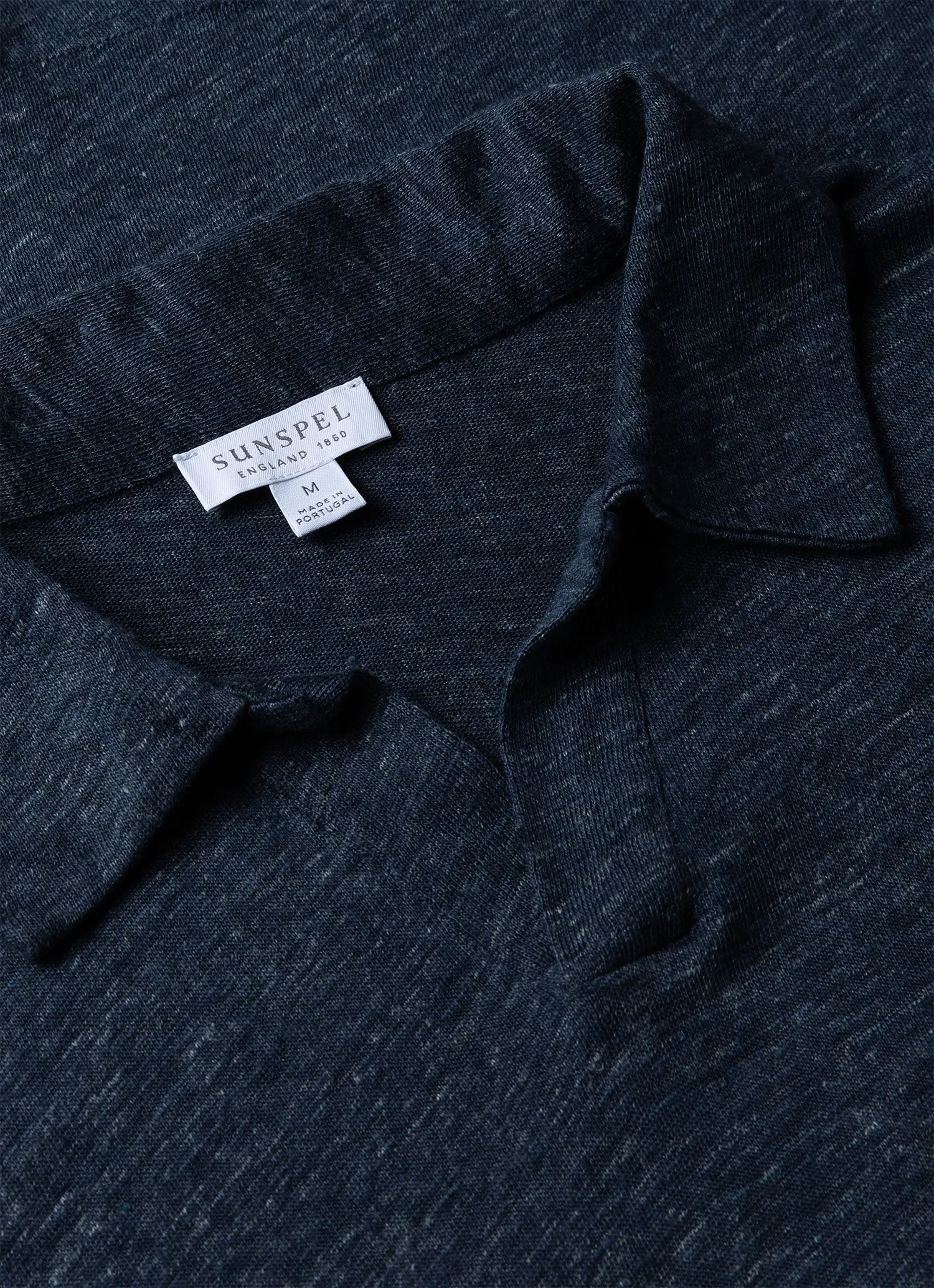 Men's Linen Polo Shirt in Navy Melange sold by Sunspel product image thumbnail 4