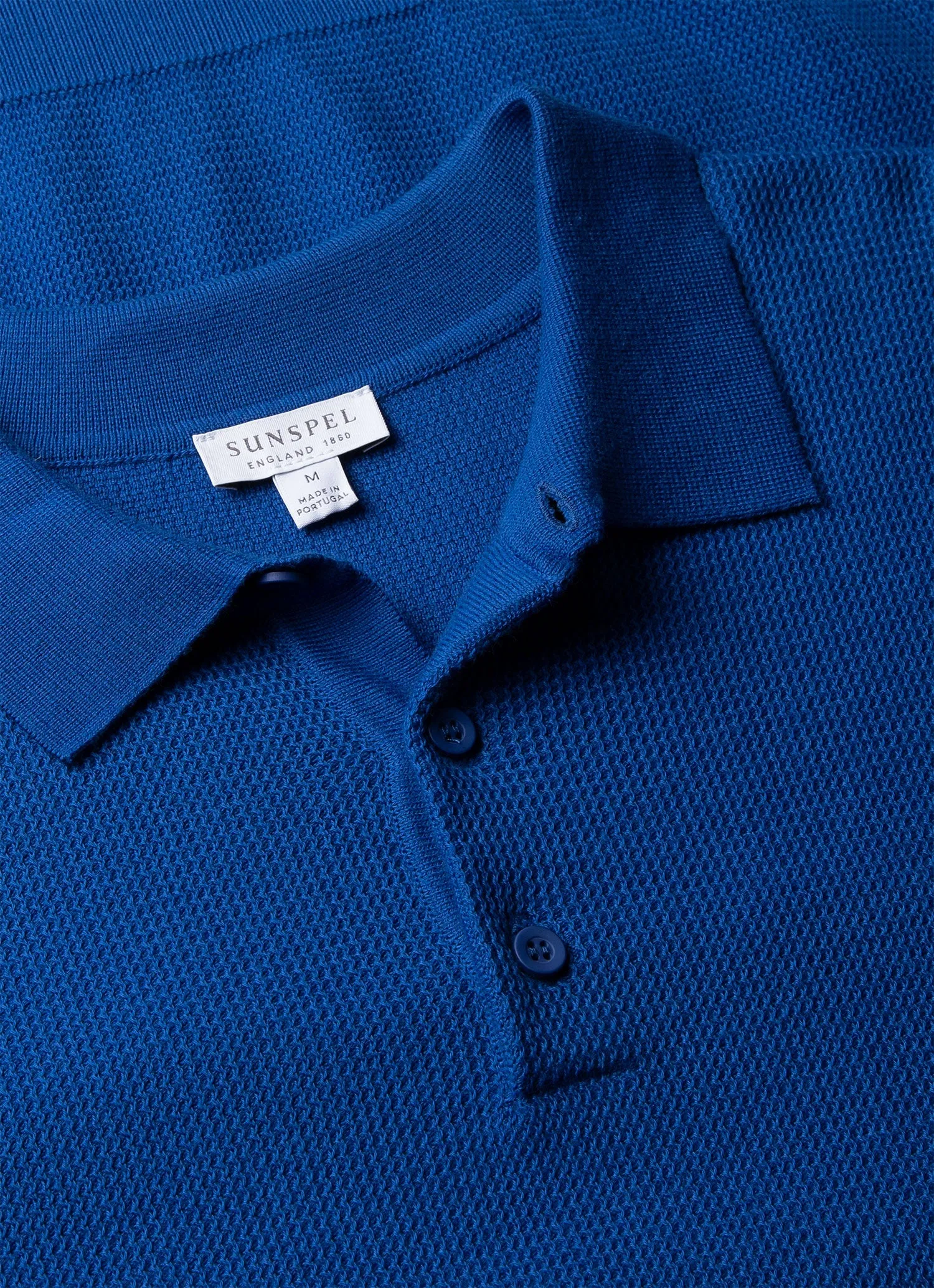 Men's Sunspel x MR PORTER Racked Stitch Polo Shirt in French Blue sold by Sunspel product image thumbnail 4