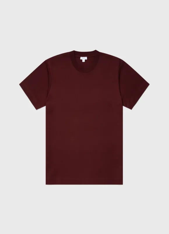 Men's Brushed Cotton T-shirt in Maroon sold by Sunspel