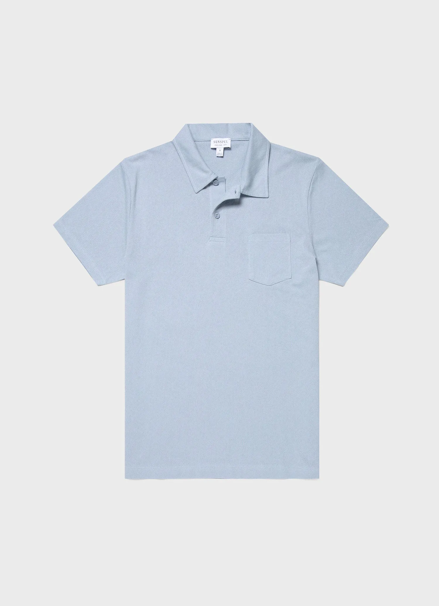 Men's Riviera Polo Shirt in Smoke Blue sold by Sunspel